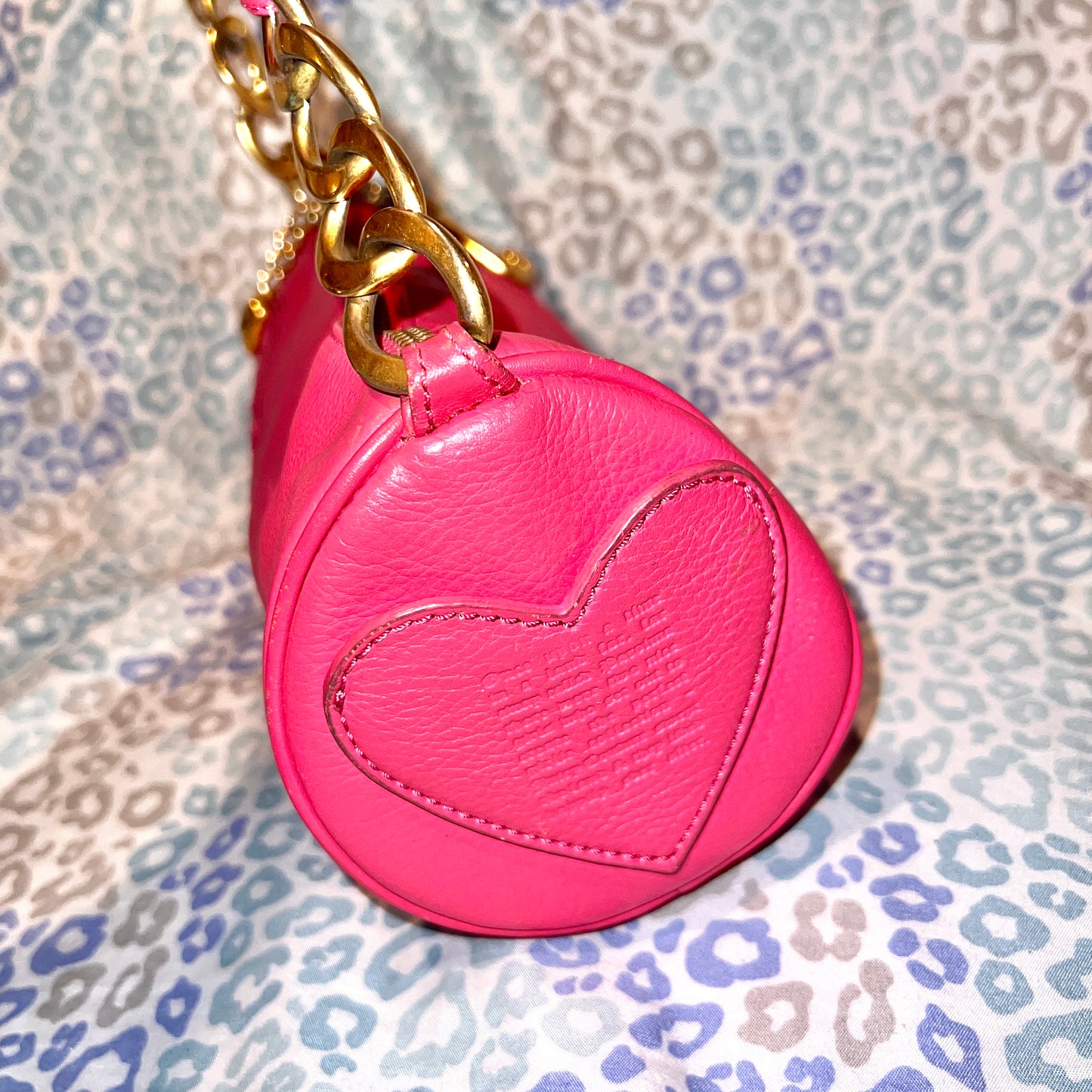 Vintage Pink Juicy Couture Barrel Bag Purse Satchel Handbag Leather Y2K