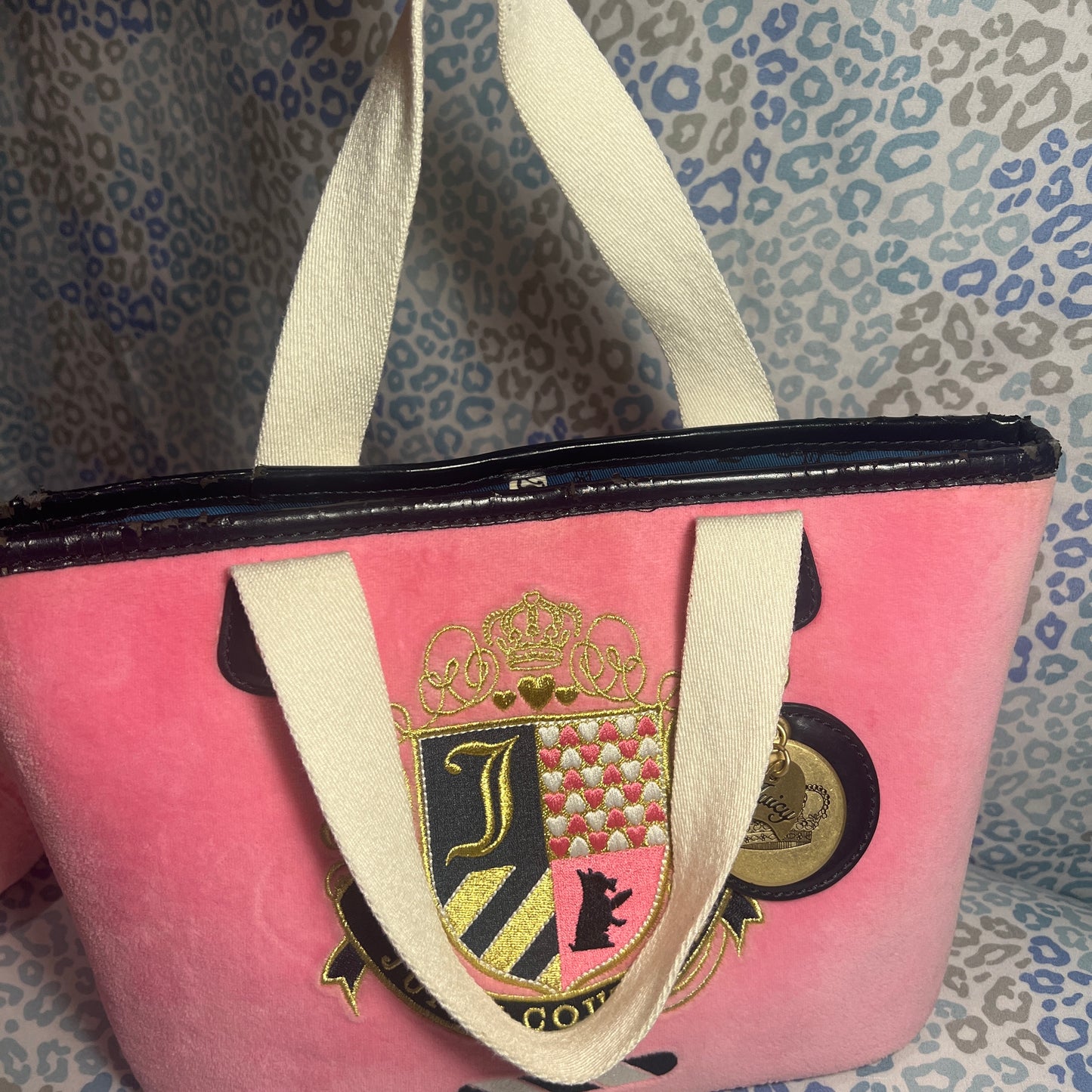 Vintage Pink Juicy Couture Tote Bag Purse Satchel Handbag Velour Y2K