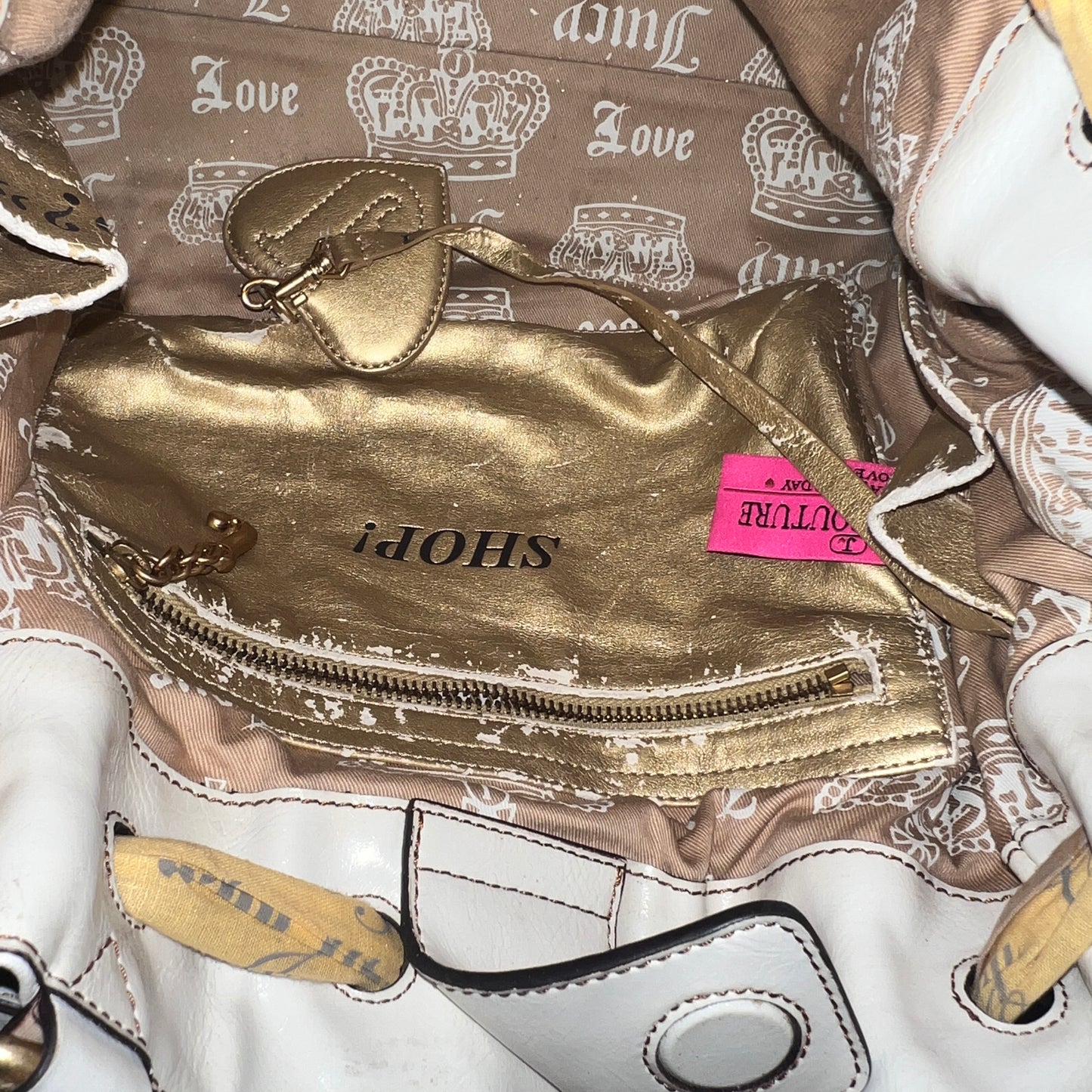 Vintage White Grey Juicy Couture Tote Bag Daydreamer Purse Handbag Terry Y2K