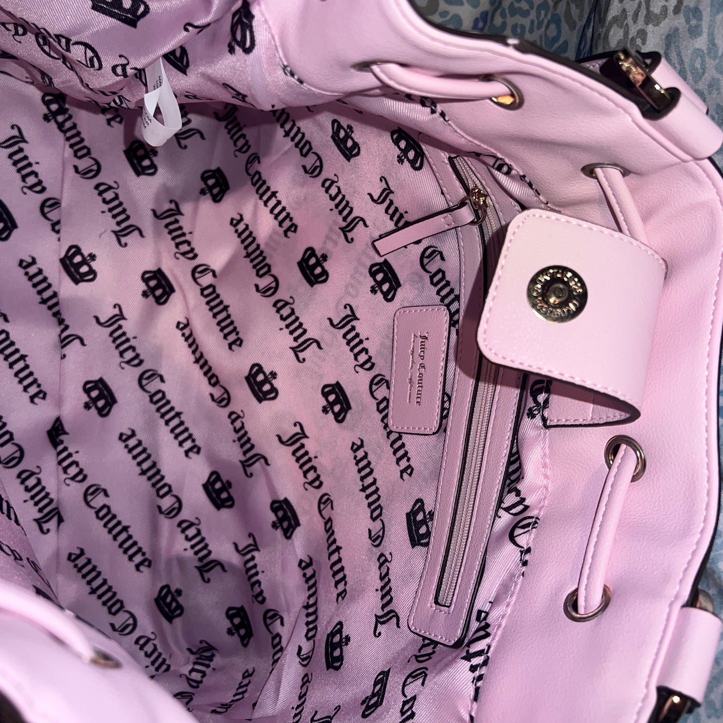 New Pink Brown Juicy Couture Purse Scottie Dog Daydreamer Handbag Tote Bag