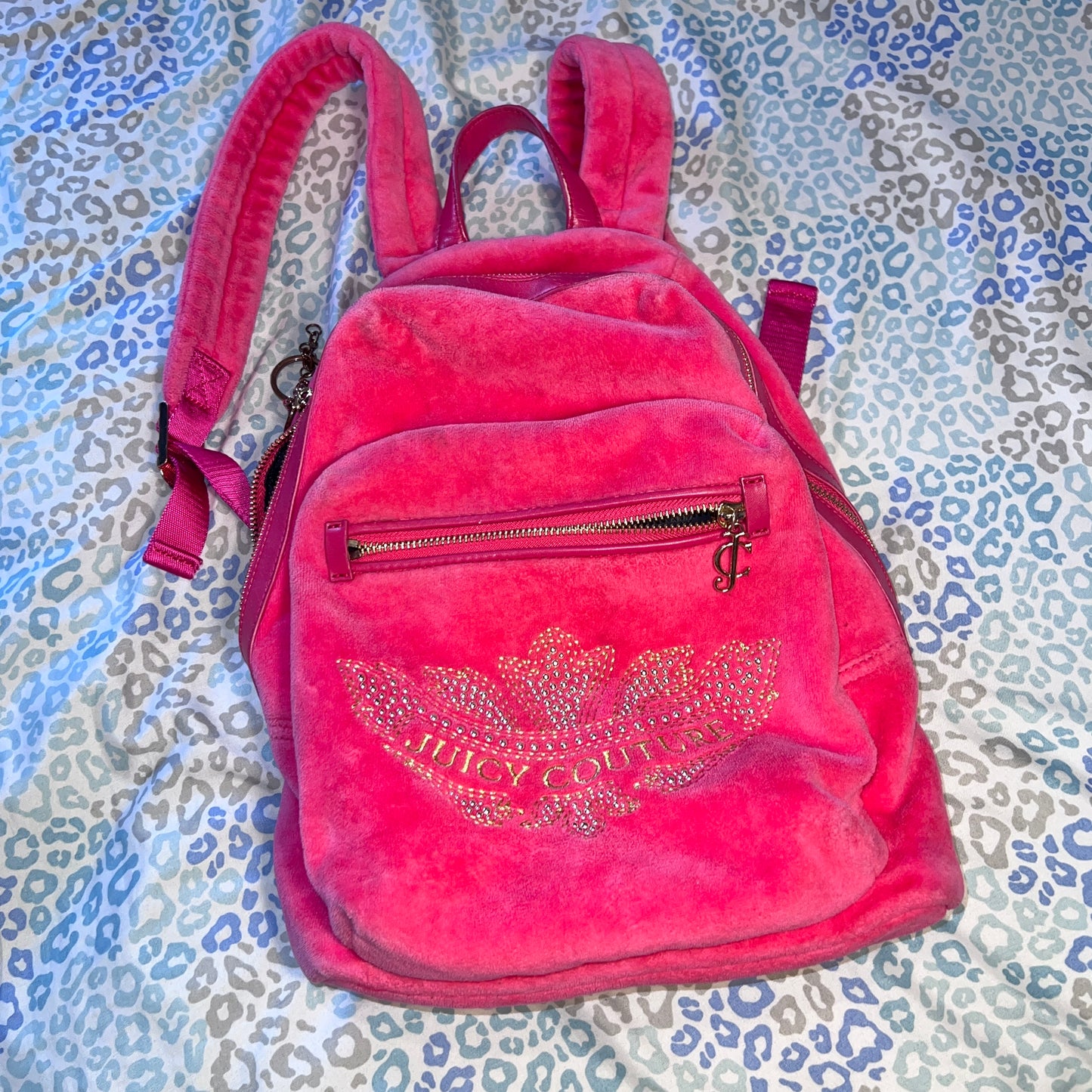 Vintage Pink Juicy Couture Backpack Purse Bag Y2K Velour
