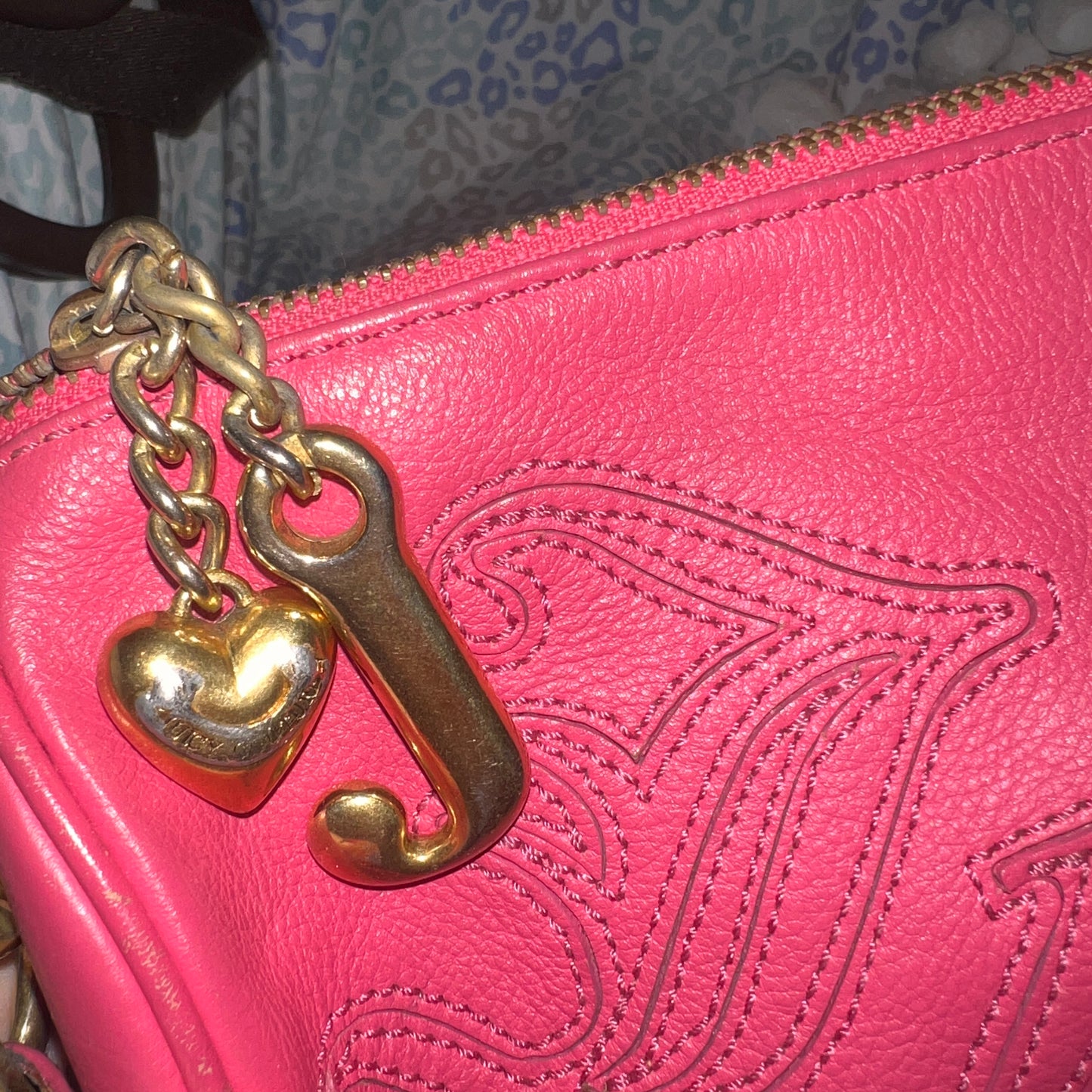 Vintage Pink Juicy Couture Barrel Bag Purse Satchel Handbag Leather Y2K