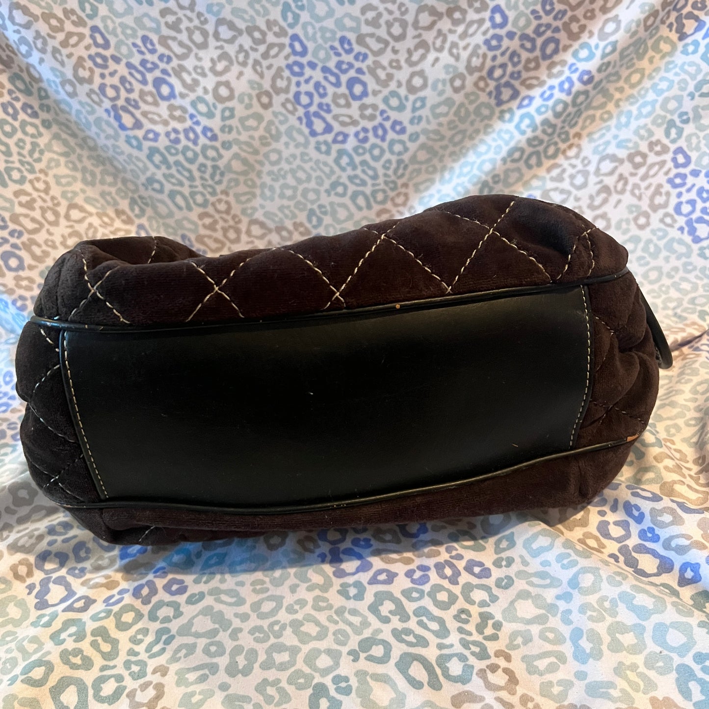 Vintage Dark Brown Juicy Couture Purse Handbag Satchel Bag Velour Quilted Y2K