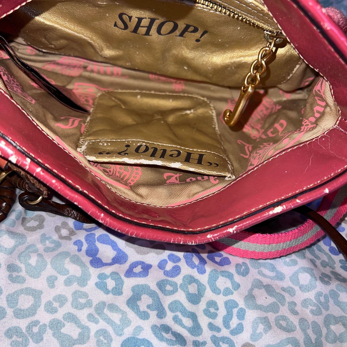 Vintage Pink Juicy Couture Purse Crossbody Bag Terry Cloth Handbag Y2K