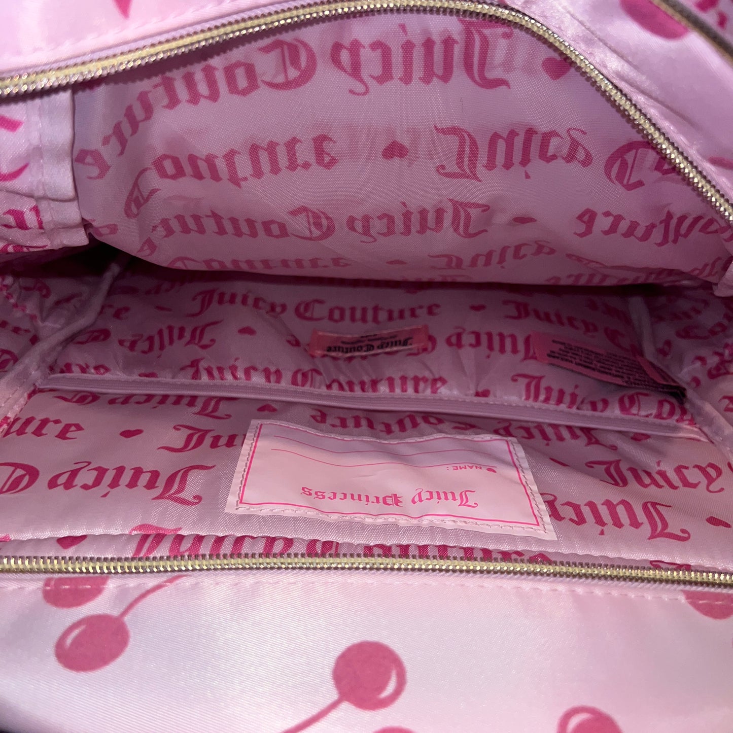 New Pink Cherry Juicy Couture Backpack Weekender Travel Purse Large Book Bag