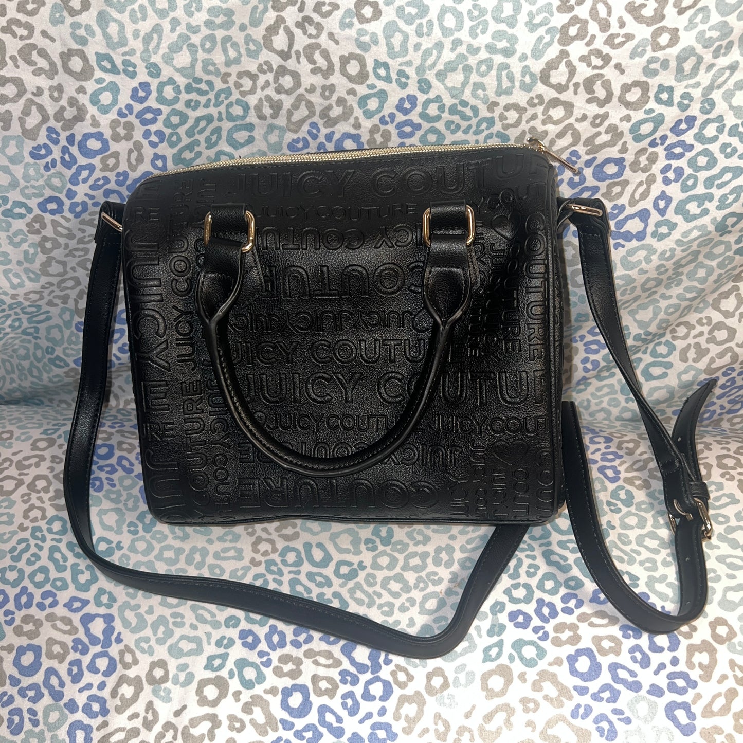 New Black Juicy Couture Purse Licorice Satchel Barrel Bag MSRP $99 Embossed