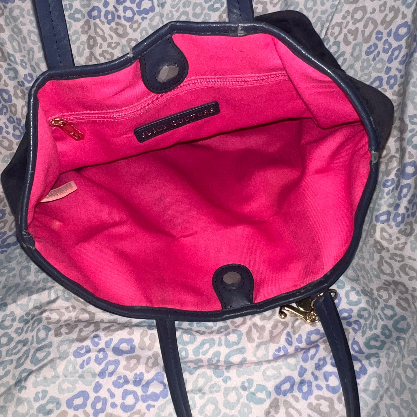 Vintage Pink Black Juicy Couture Purse Pammy Tote Bag Velour Scottie Dog Y2K