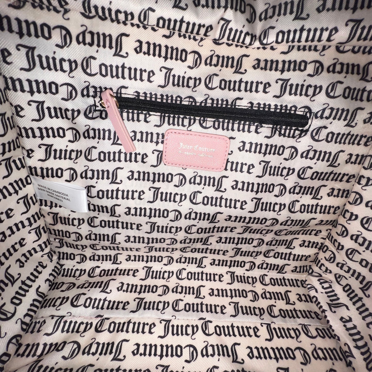 New Light Pink Juicy Couture Handbag Tote Bag Purse Velvet Large