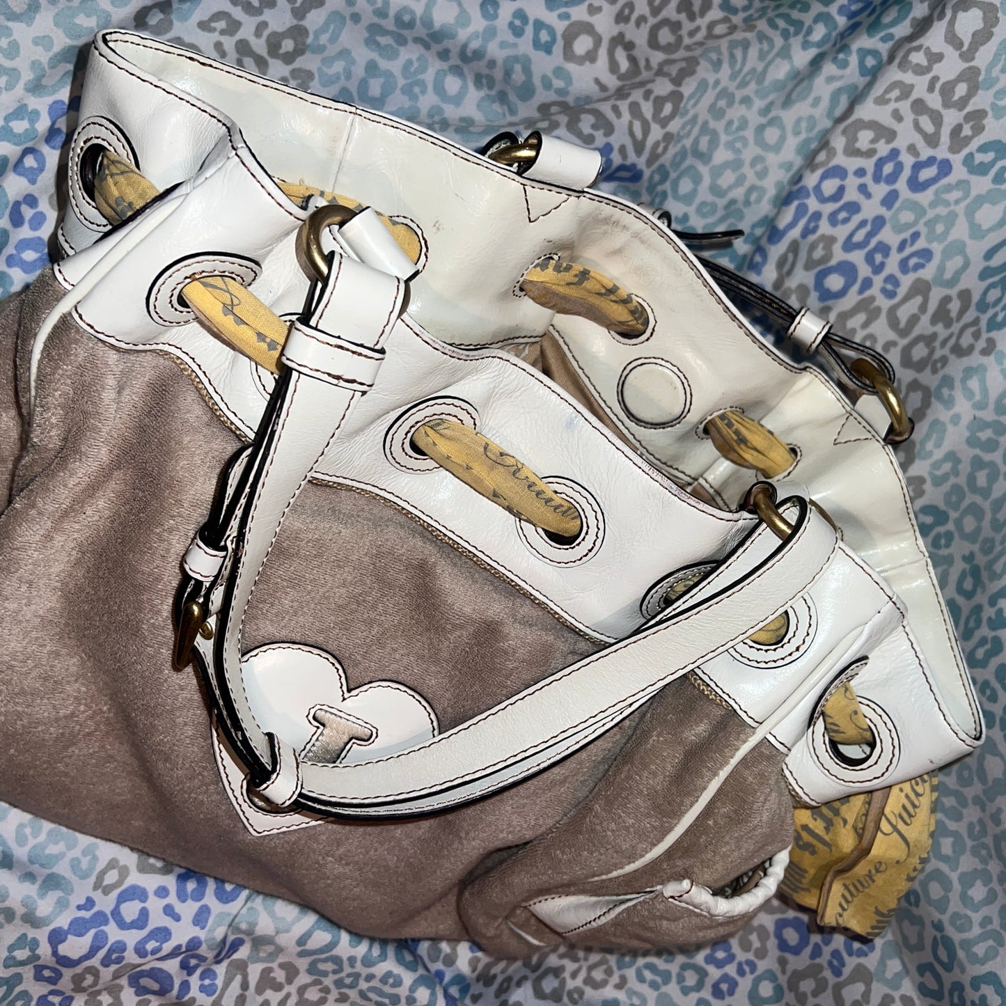 Vintage White Grey Juicy Couture Tote Bag Daydreamer Purse Handbag Terry Y2K