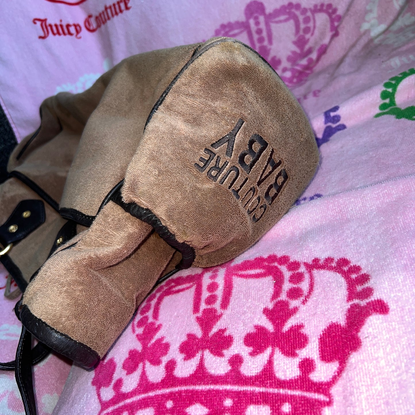 Vintage Brown Juicy Couture Handbag Purse Diaper Tote Baby Bag Y2K Terry Floral