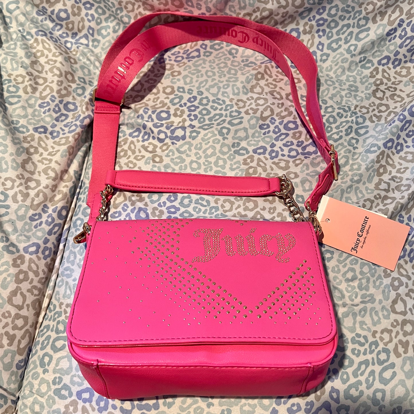 New Hot Pink Juicy Couture Purse Lovely Day Flap Crossbody Bag MSRP $79