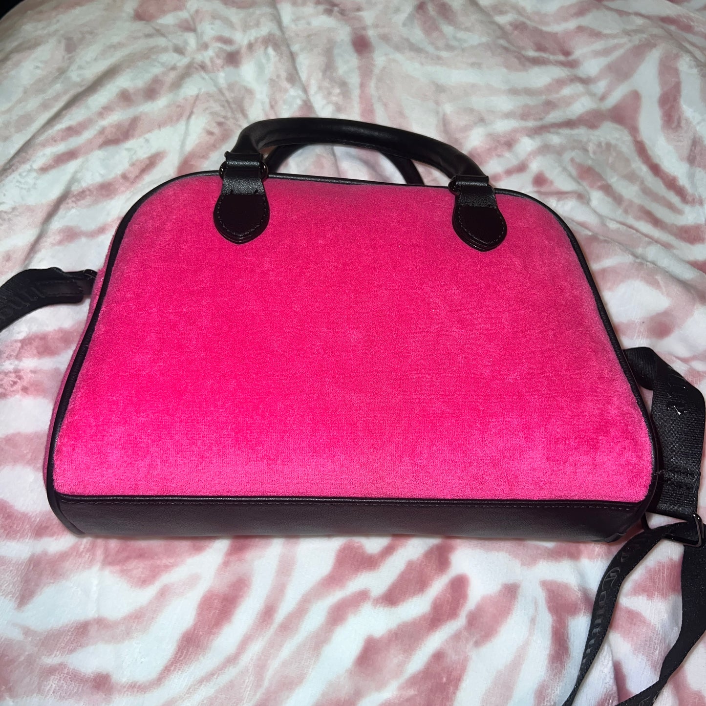New Hot Pink Juicy Couture Purse Terry Cloth Raising Star Bowler Bag MSRP $89