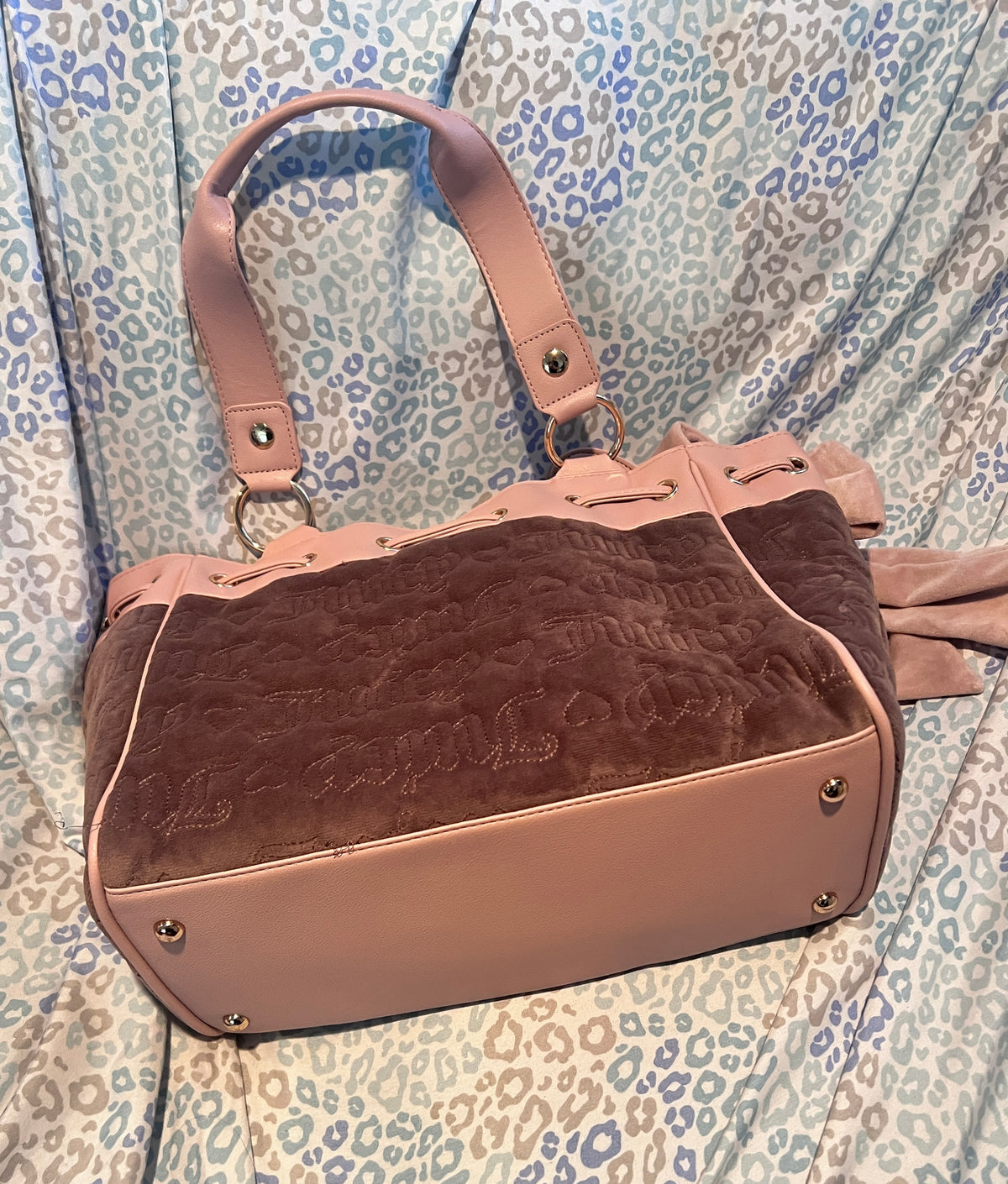 New Pink Purple Juicy Couture Purse Daydreamer Tote Bag Velour Handbag Quilted