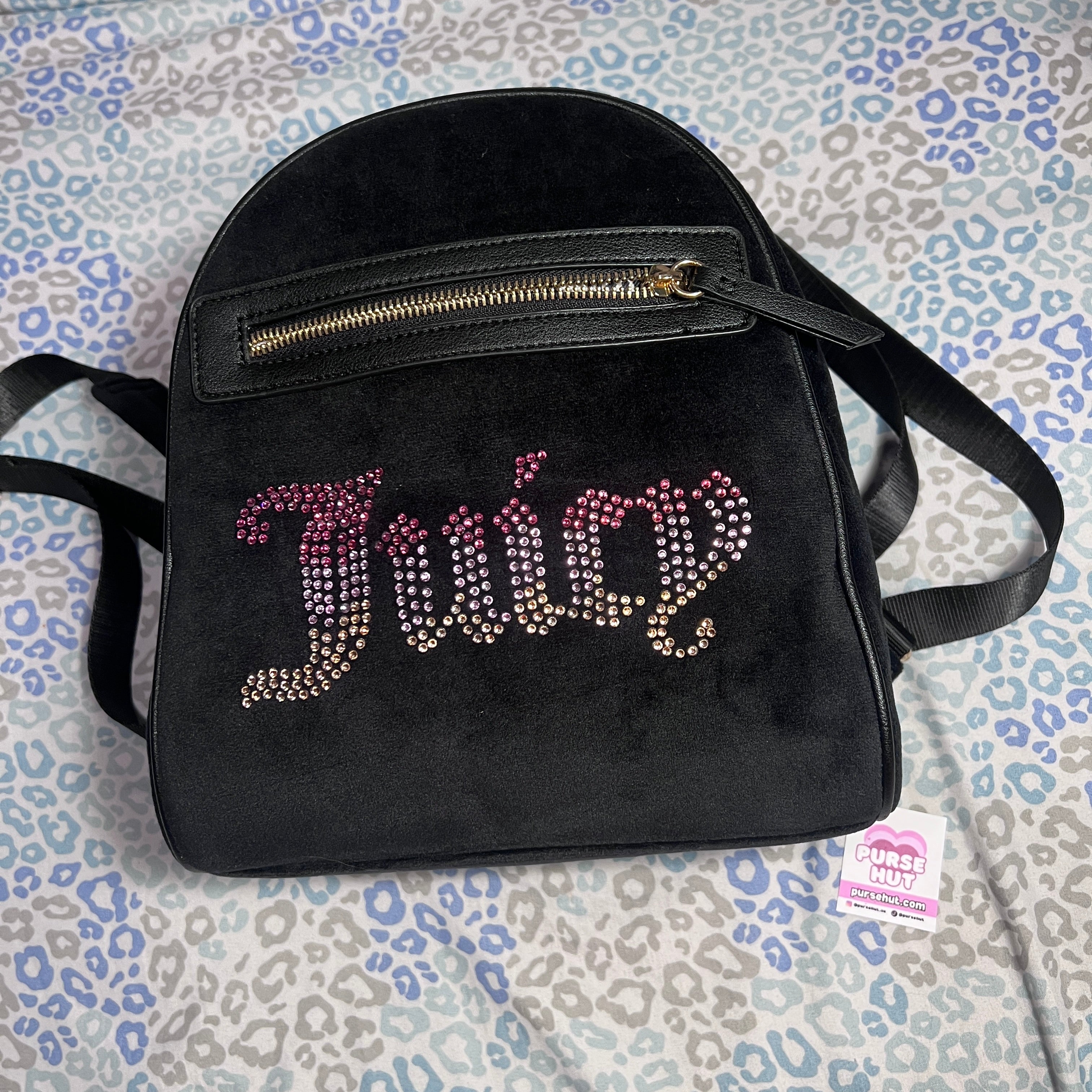 juicy couture mini velvet backpack New Black Juicy Couture Backpack Purse Bag Velour – Purse Hut
