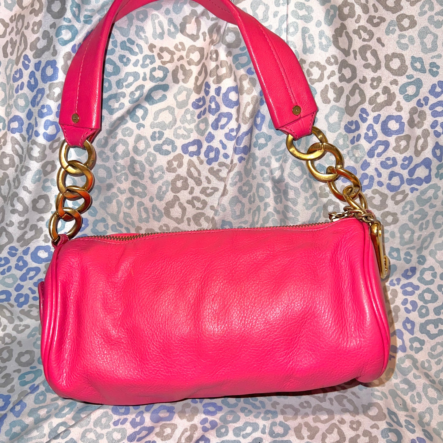 Vintage Pink Juicy Couture Barrel Bag Purse Satchel Handbag Leather Y2K