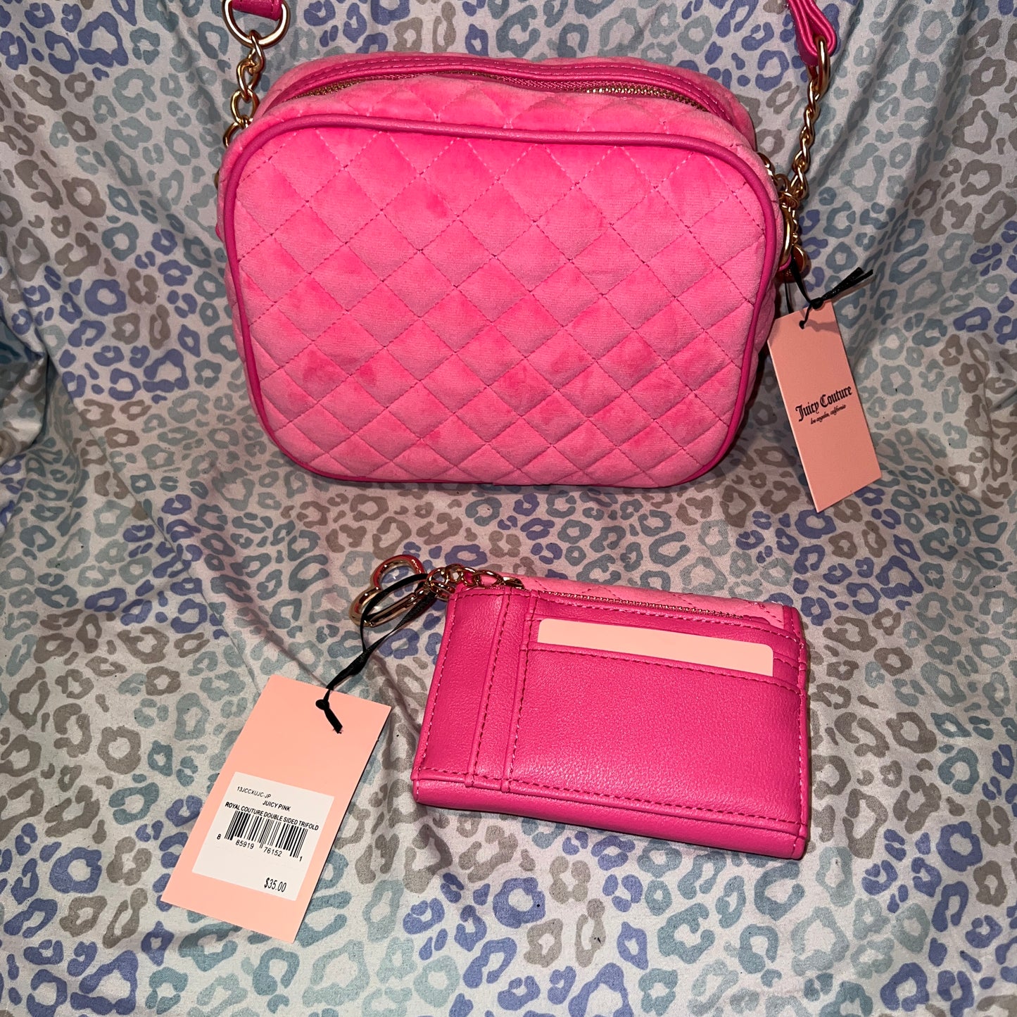 New Pink Juicy Couture Purse + Wallet NWT Royal Couture Crossbody Set