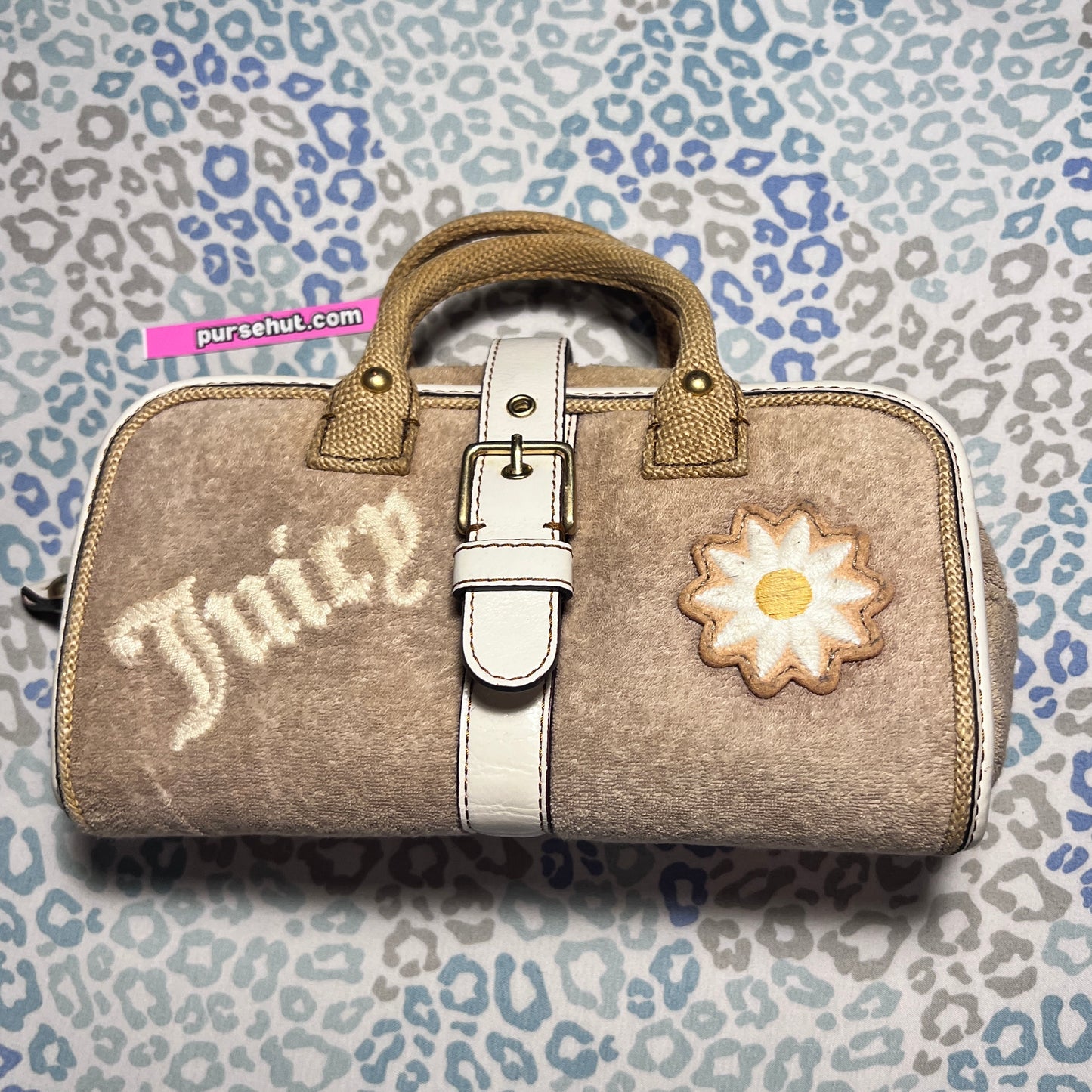 Vintage Tan Juicy Couture Makeup Bag Cosmetic Travel Case Y2K Terry Cloth