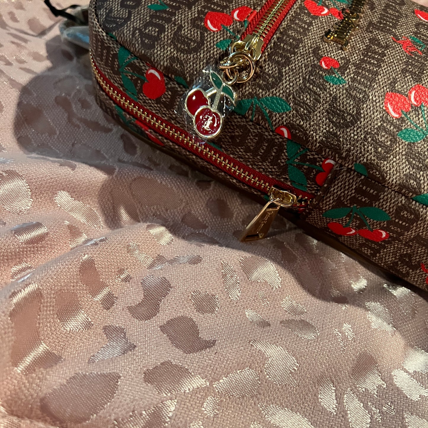 New Brown Cherry Juicy Couture Sling Bag Purse Handbag Cherries MSRP $79