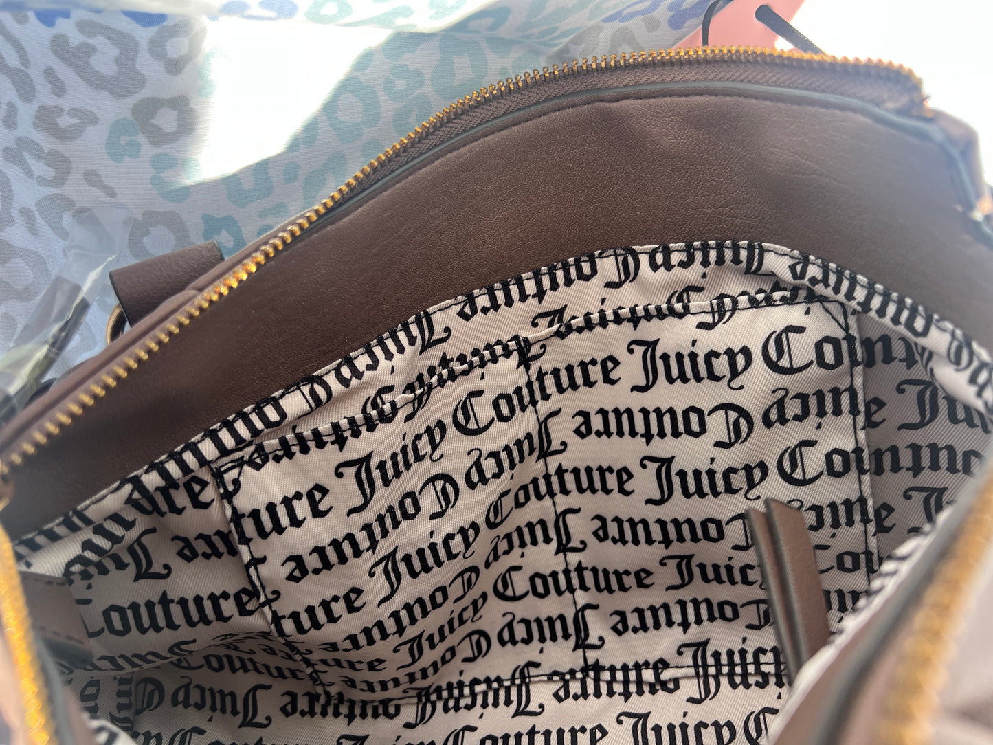 New Brown Juicy Couture Purse Handbag Satchel + Bag Charm Pleather
