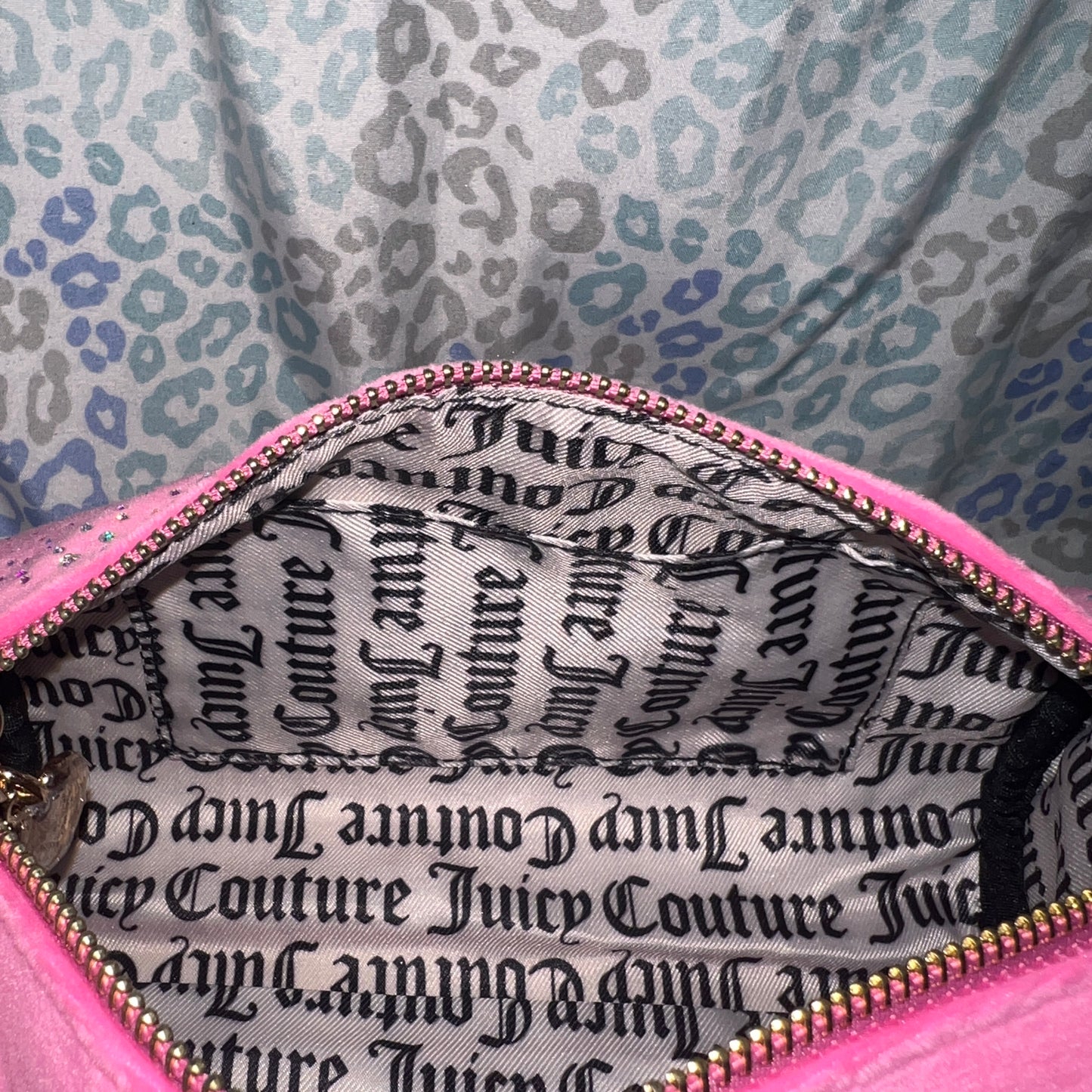 New Pink Juicy Couture Purse Barrel Bag Rhinestone Crossbody Velvet Let It Shine
