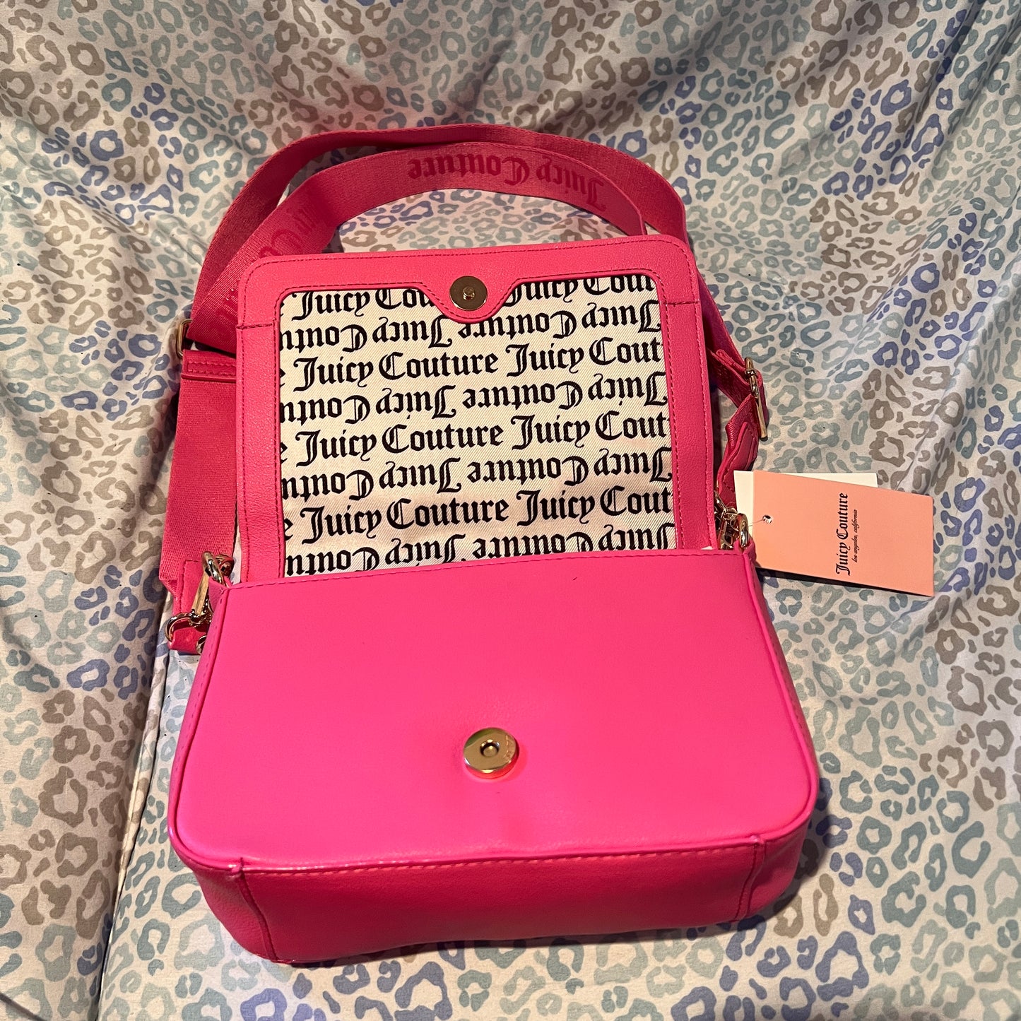 New Hot Pink Juicy Couture Purse Lovely Day Flap Crossbody Bag MSRP $79