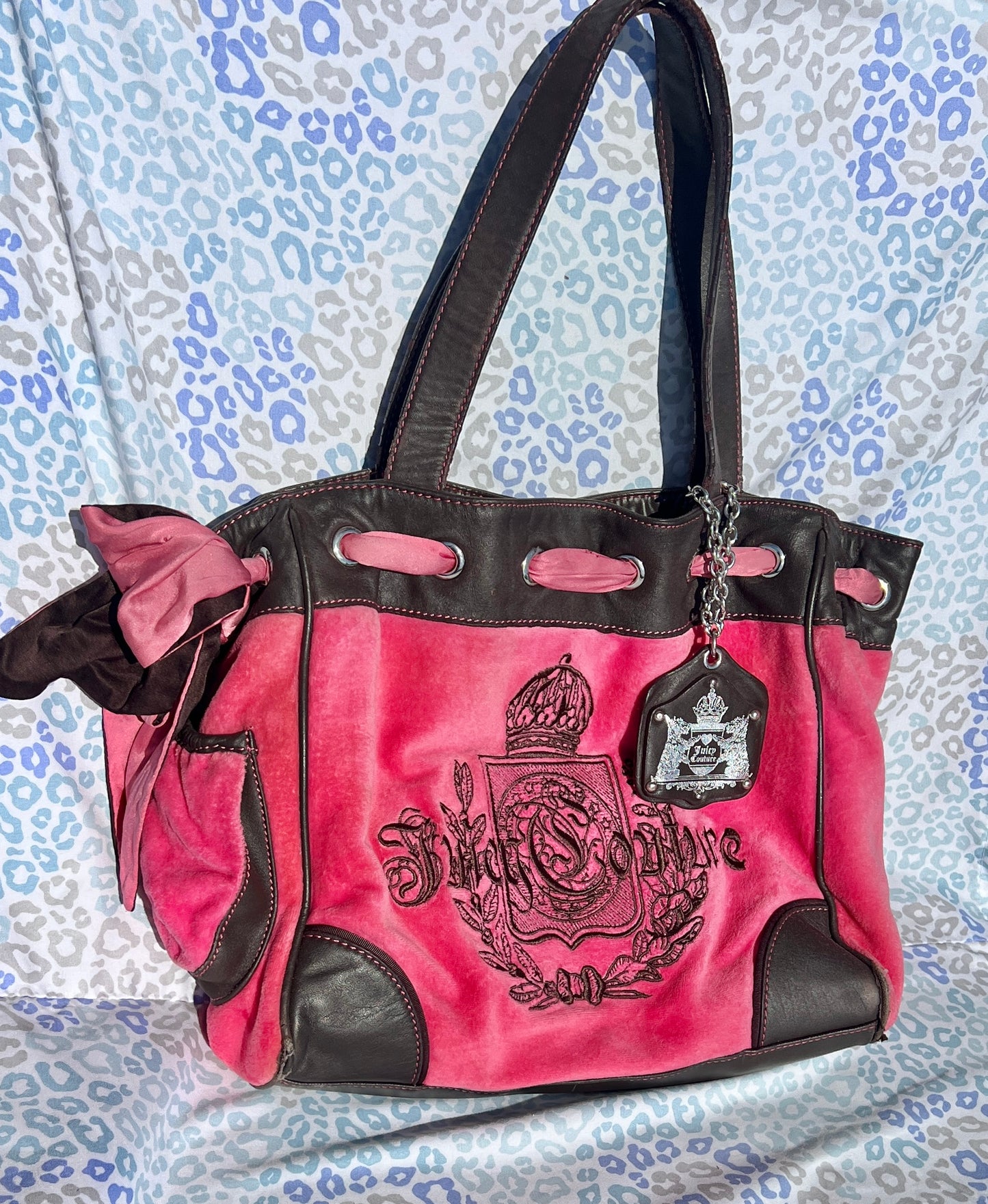 Vintage Pink Juicy Couture Purse Handbag Daydreamer Velvet Tote Bag Custom Dyed