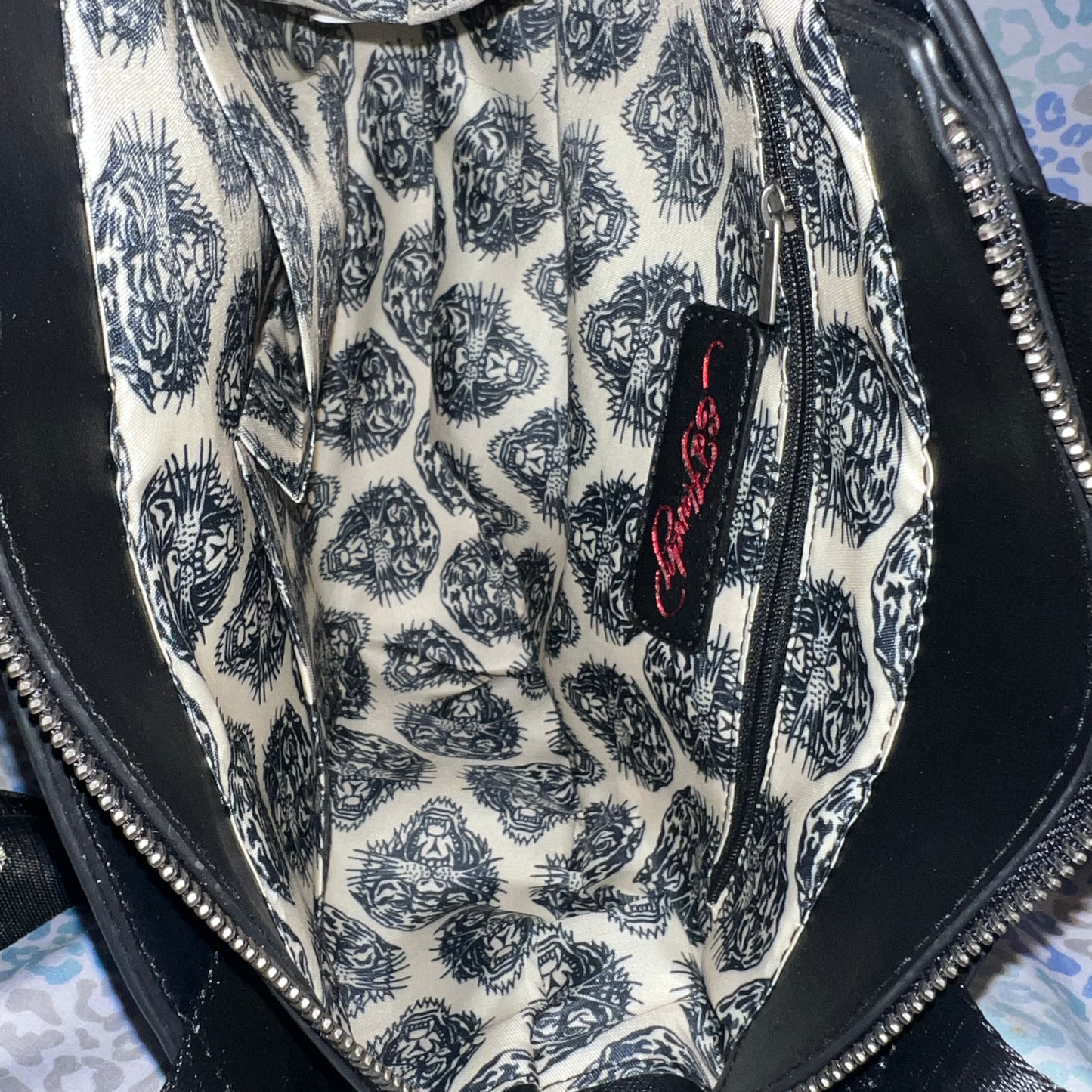 New Black ED HARDY Purse Tote Bag Crossbody Tattoo Skull Roses NWT Y2K MSRP $75