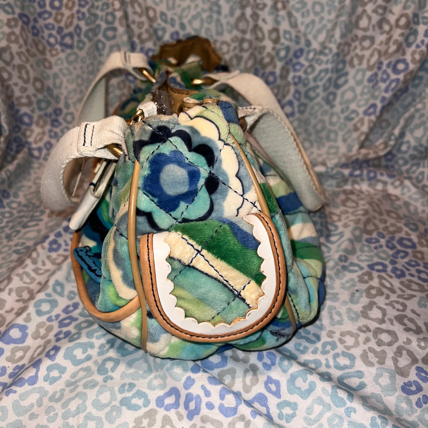 Vintage Blue Juicy Couture Purse Handbag Shoulder Bag Velvet Paisley Y2K Mcbling