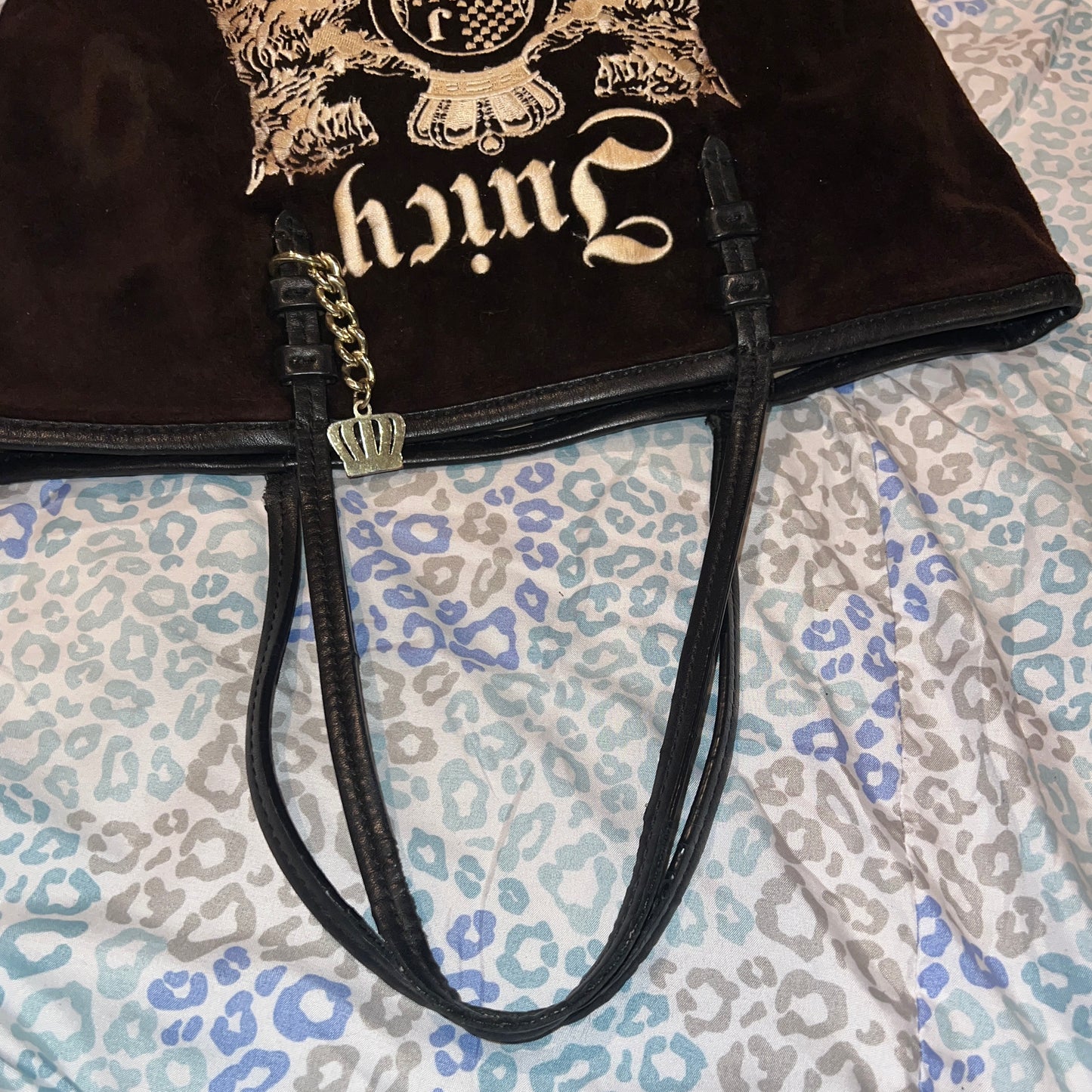 Vintage Black Juicy Couture Purse Tote Bag Handbag Scottie Dog Velour Mcbling