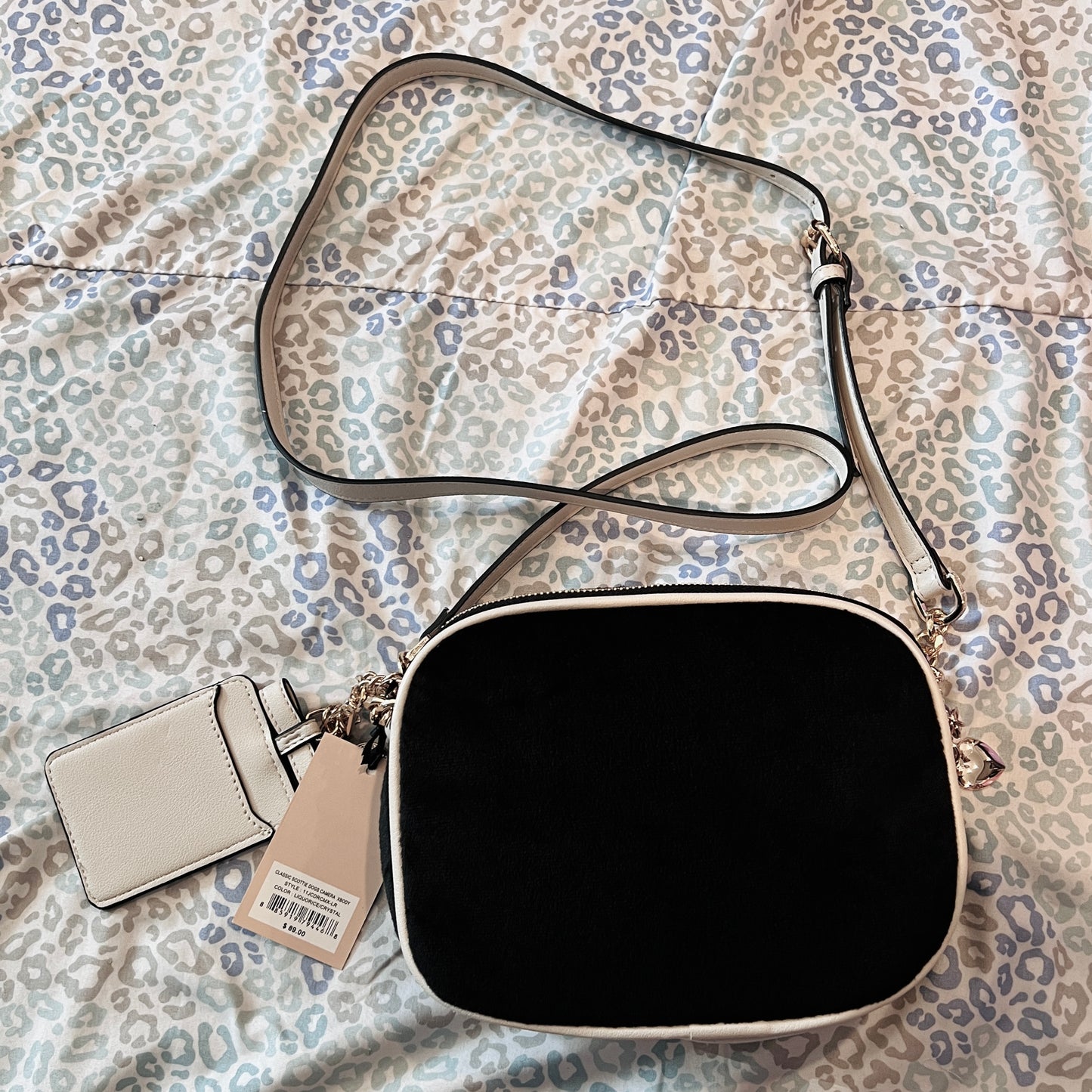 New Black Juicy Couture Purse Crossbody Bag Scottie Dog Velour Y2K Mcbling
