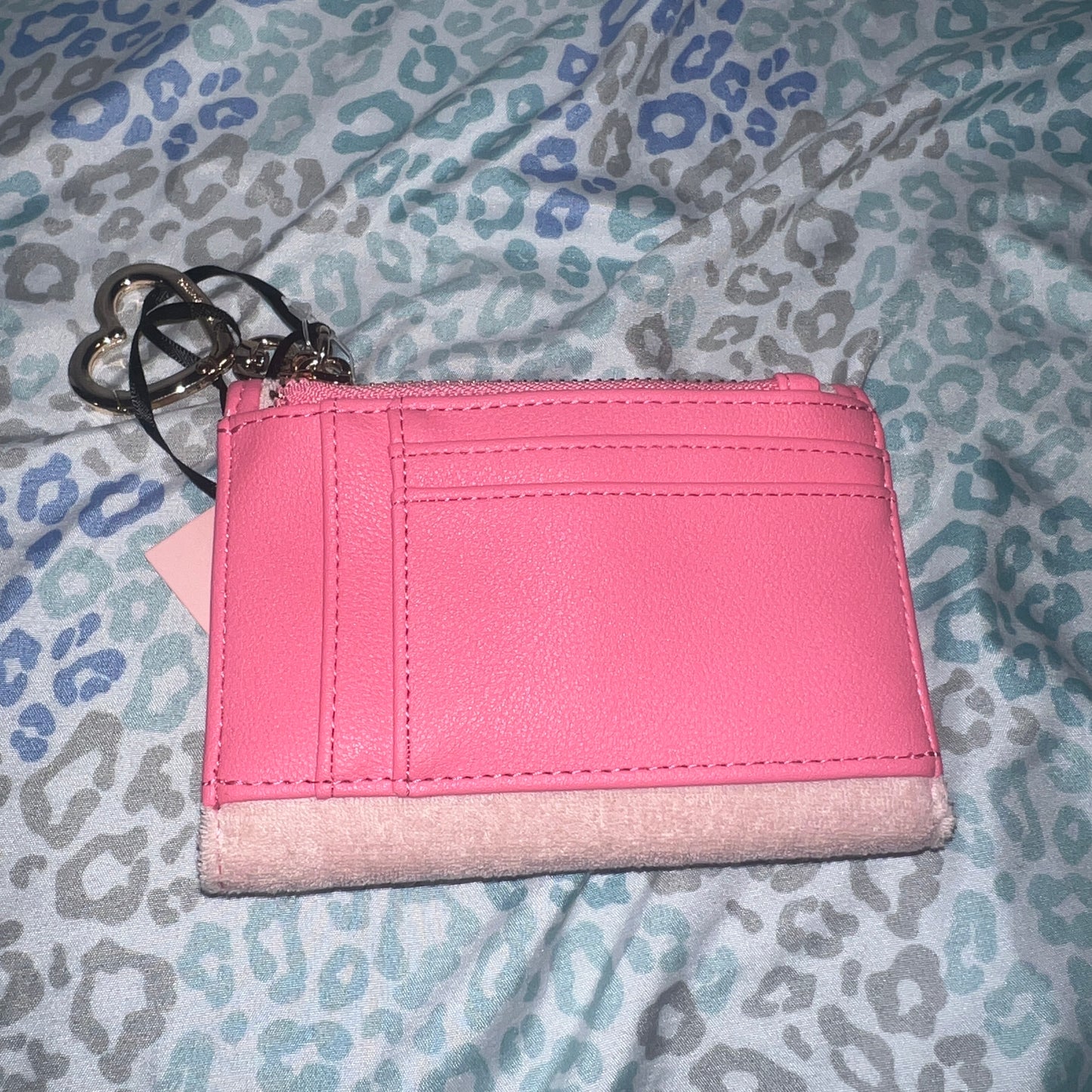 New Pink Juicy Couture Wallet Card Holder Coin Purse Terry Cloth Butterfly