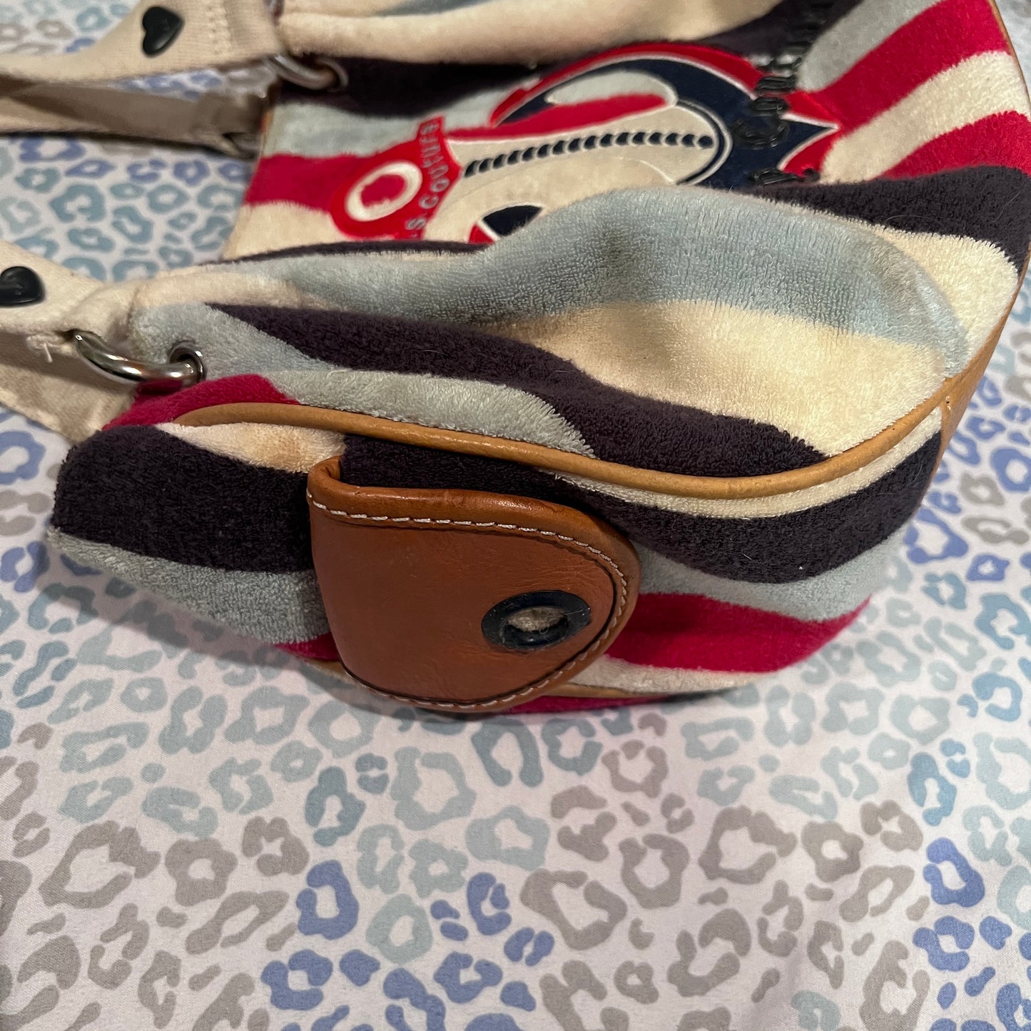 Vintage Striped Juicy Couture Purse Handbag Satchel Bag Nautical Terry Cloth Y2K