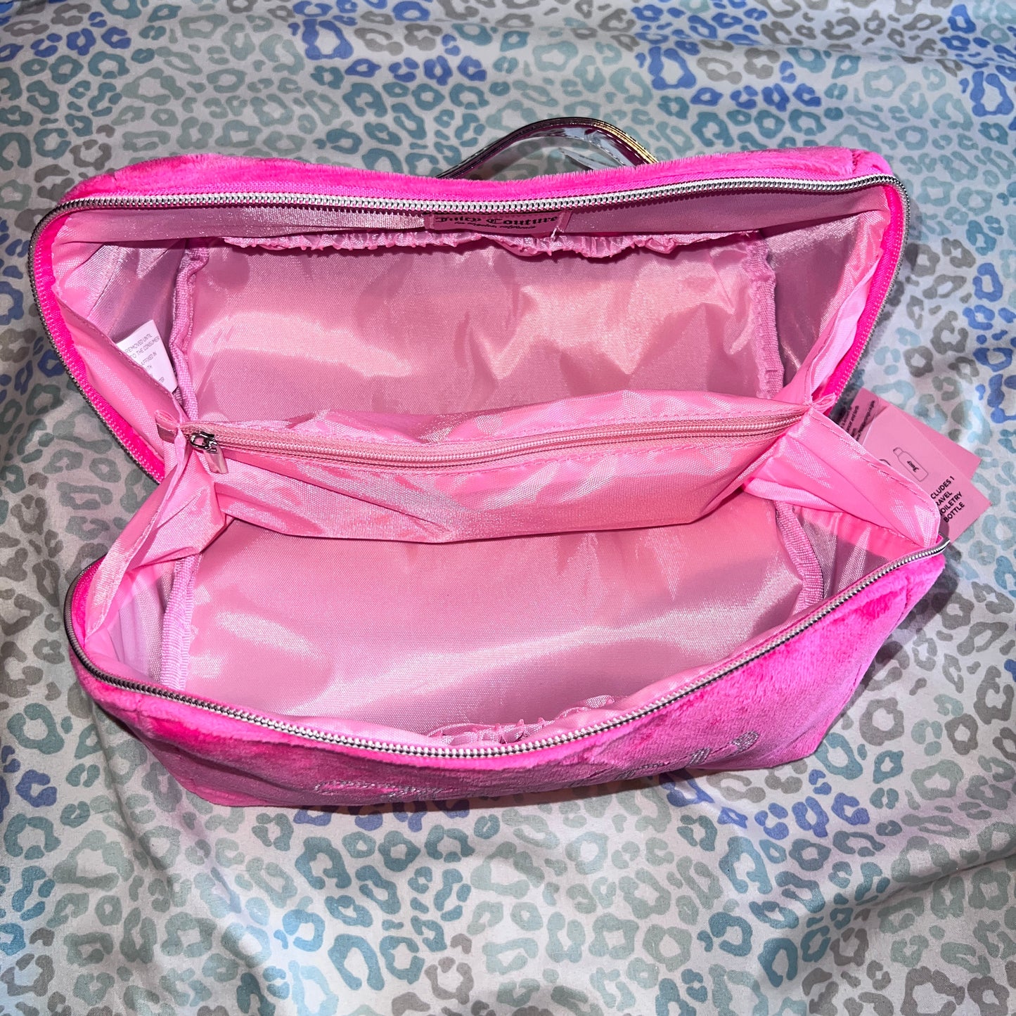 New Pink Juicy Couture Cosmetic Bag Makeup Case Velour NWT