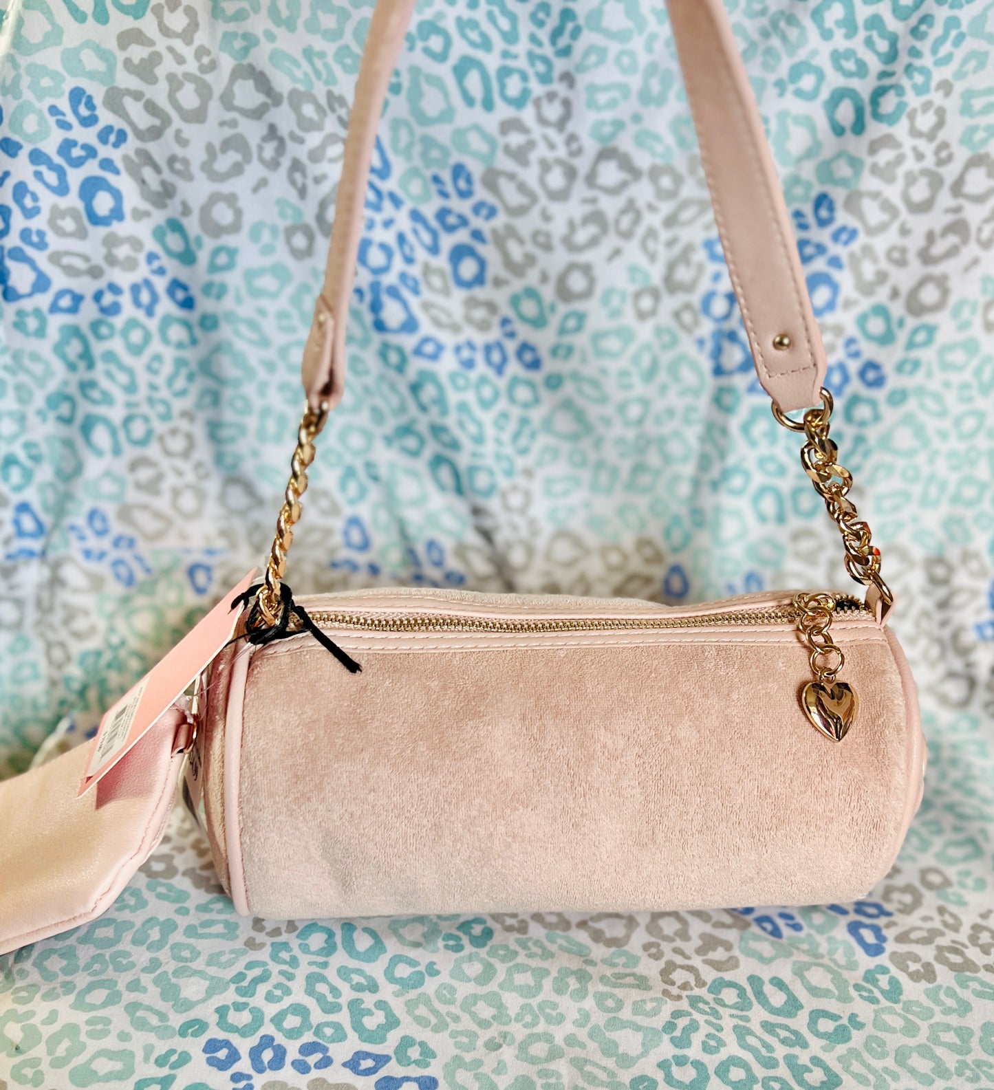 New Cream Juicy Couture Purse Barrel Bag Terry Cloth Juicy Angel Vintage Style