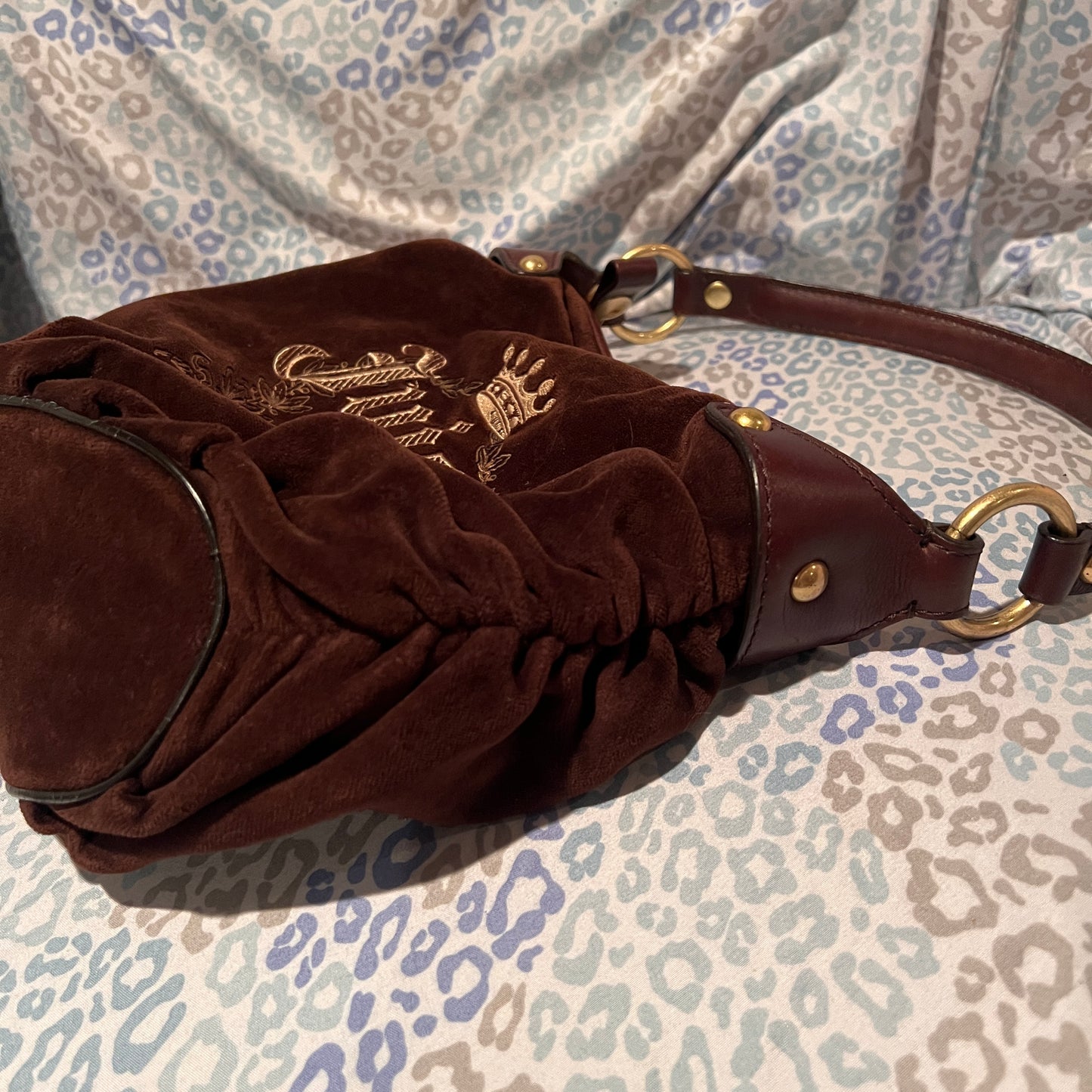 Vintage Brown Juicy Couture Purse Satchel Bag Velour Y2K