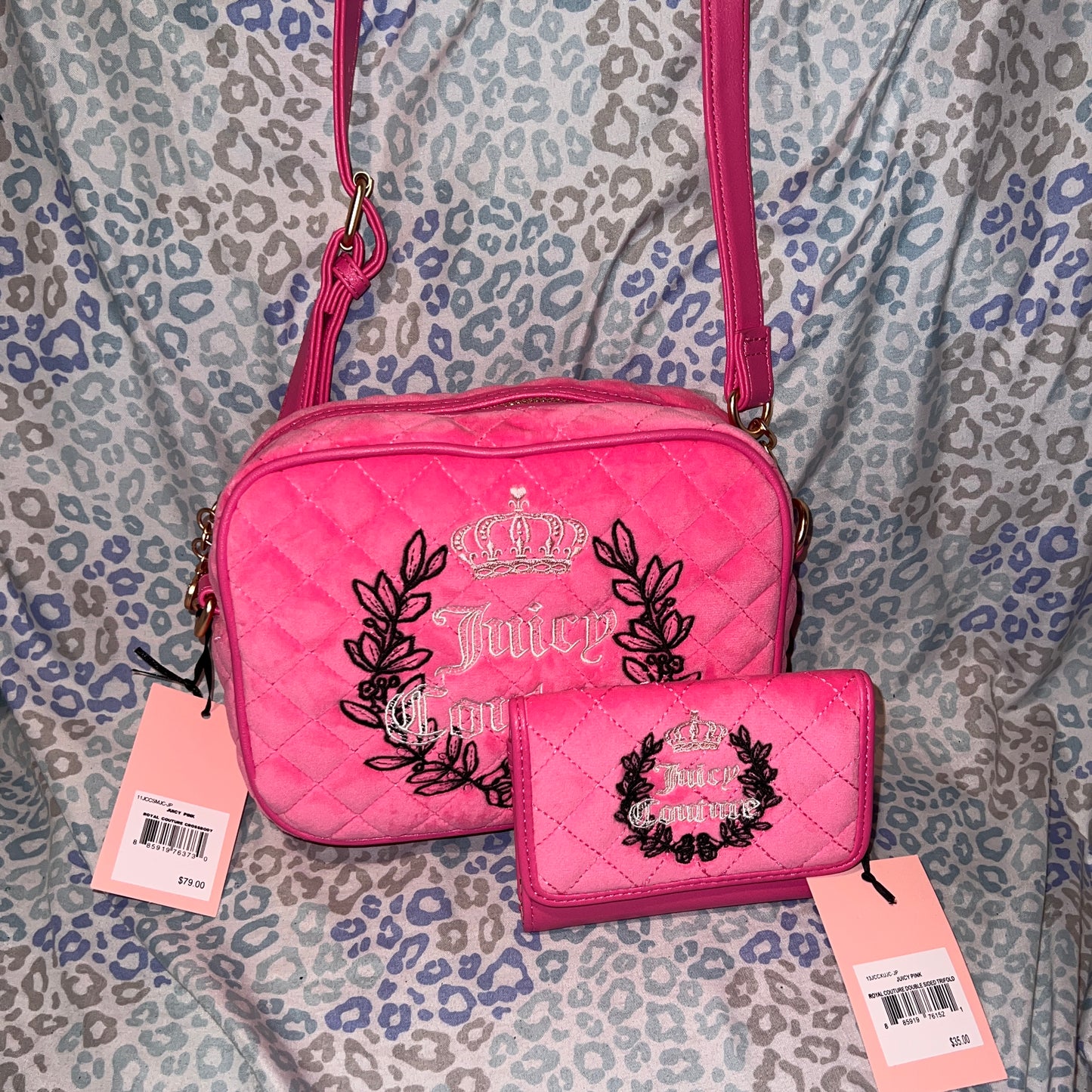 New Pink Juicy Couture Purse + Wallet NWT Royal Couture Crossbody Set