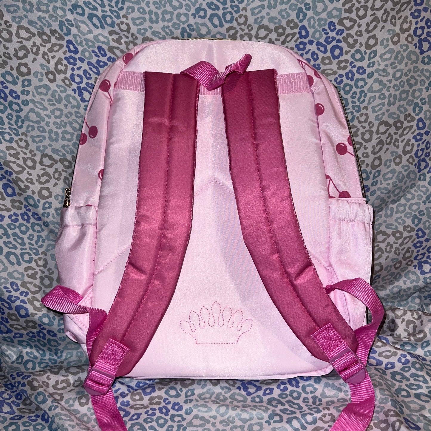 New Pink Cherry Juicy Couture Backpack Weekender Travel Purse Large Book Bag