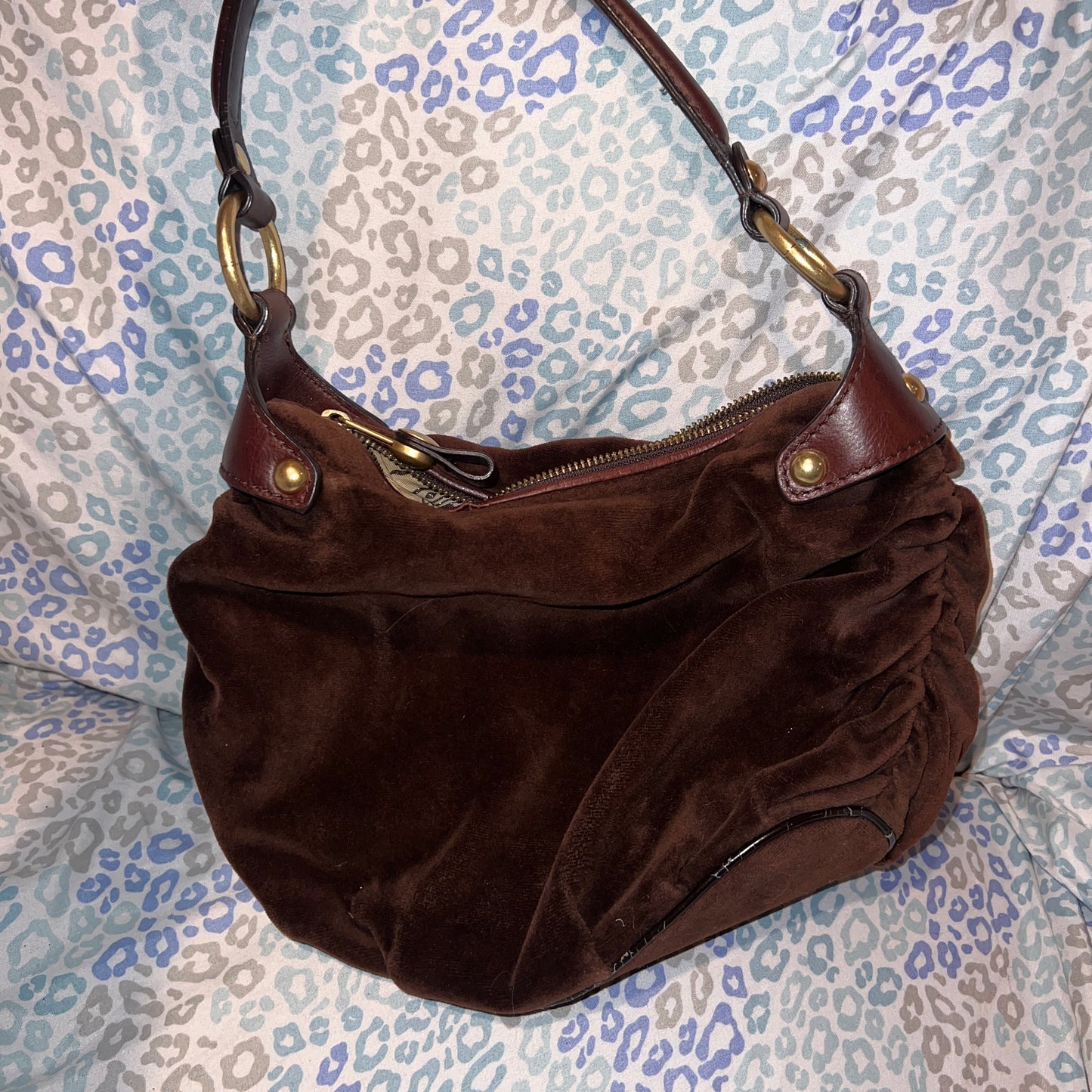 Vintage Brown Juicy Couture Purse Satchel Bag Velour Y2K