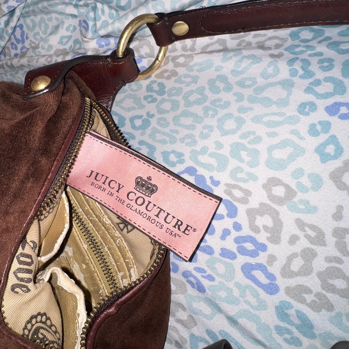 Vintage Brown Juicy Couture Purse Satchel Bag Velour Y2K