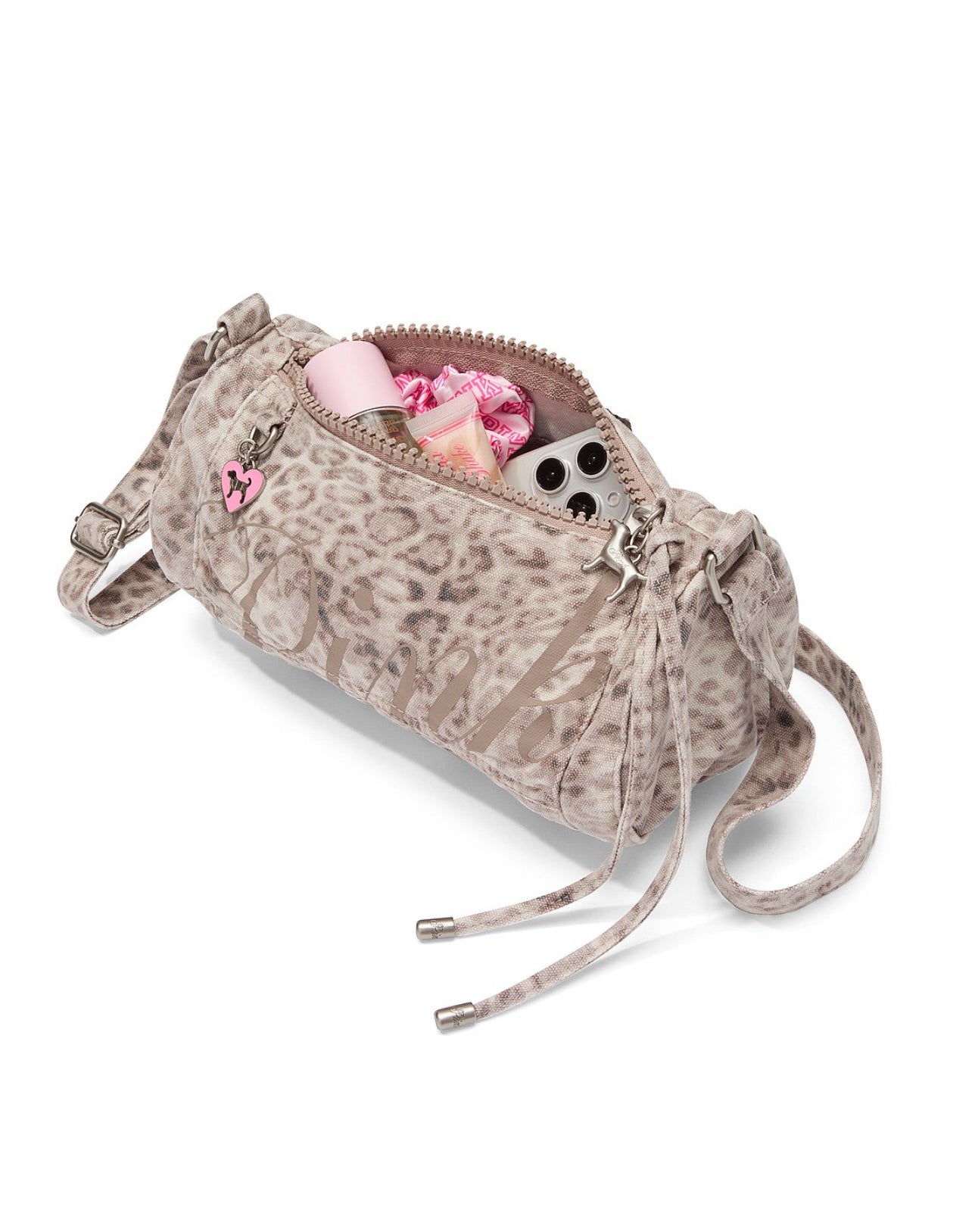New VS Pink Canvas Rolled Mini Duffle Shoulder Bag Leopard Viral Cheetah