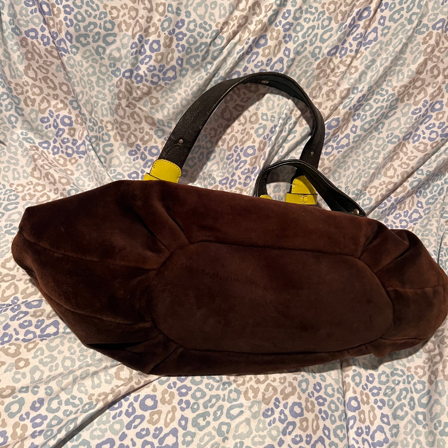 Vintage Yellow Black Juicy Couture Purse Tote Bag Handbag Velour Y2K Scottie Dog