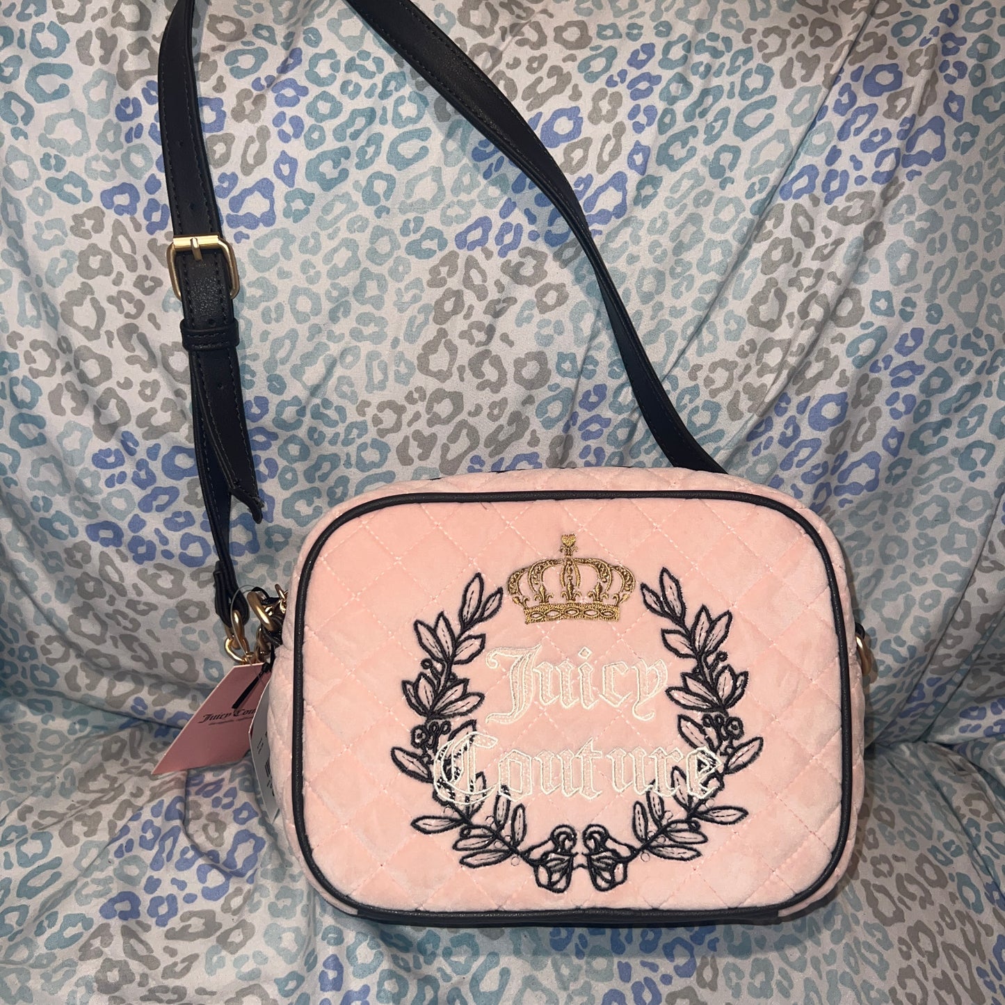New Pink Juicy Couture Crossbody Bag Purse Velvet Royal Couture MSRP $79 Quilted