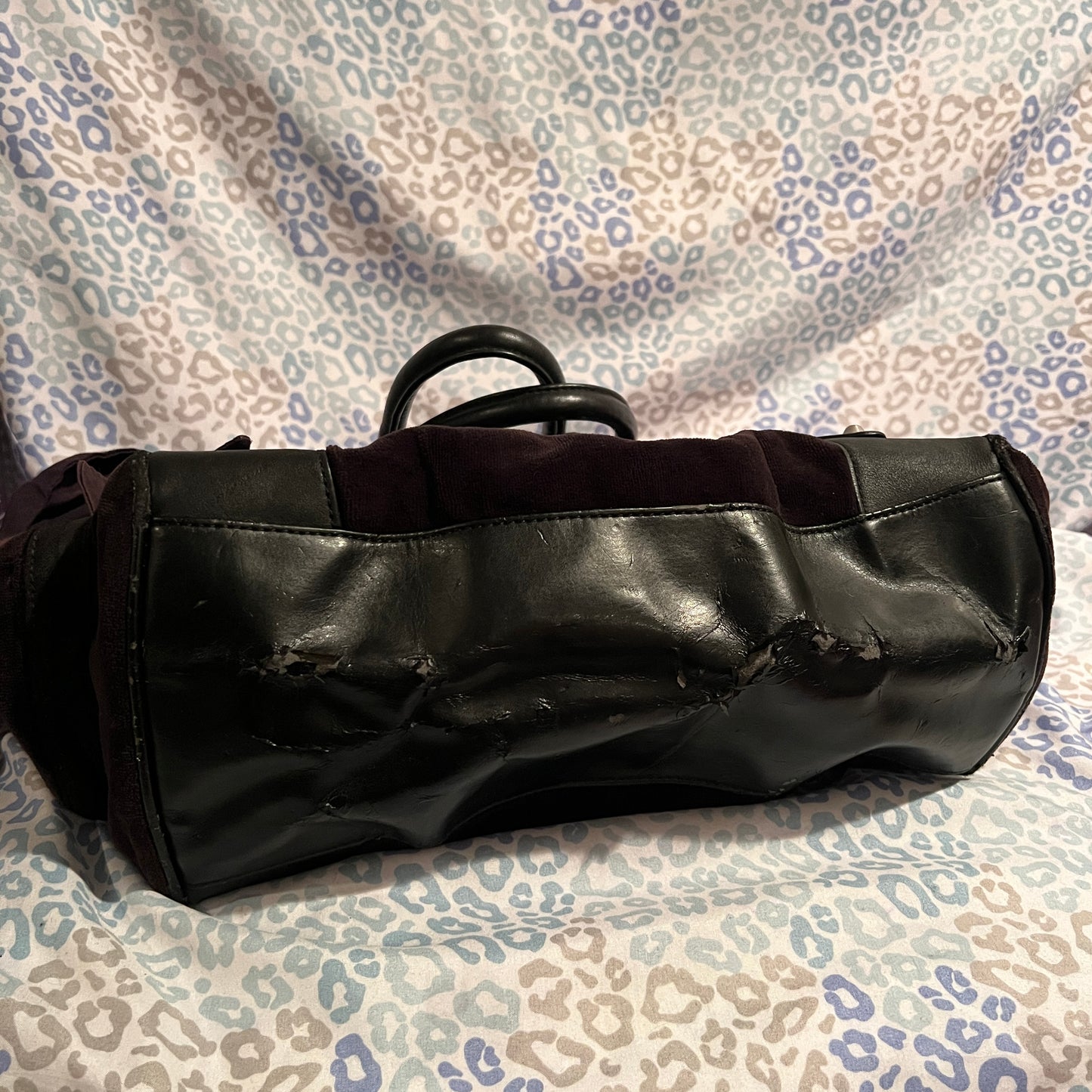 Vintage Black Juicy Couture Purse Daydreamer Tote Bag Scottie Dog Handbag Velour