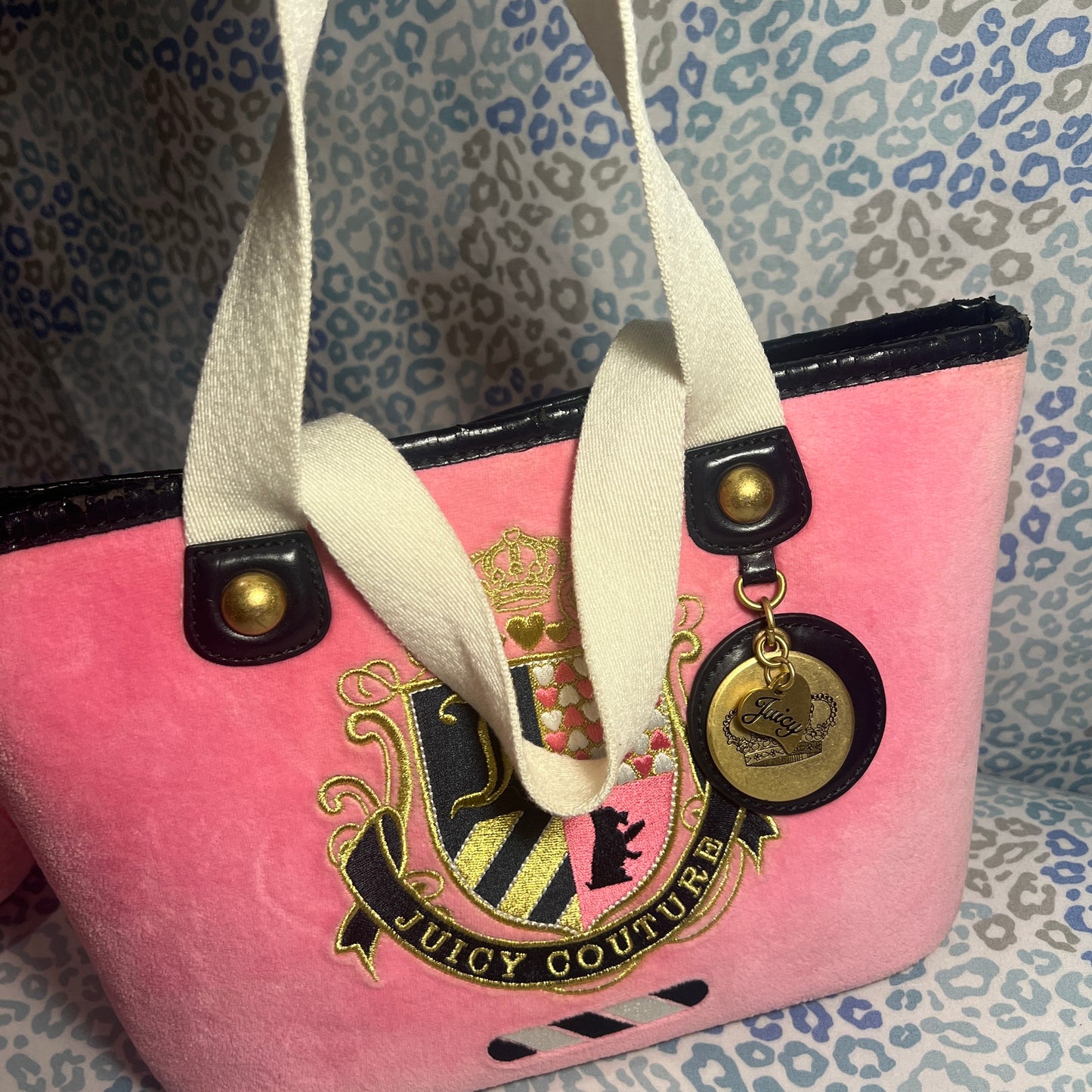 Vintage Pink Juicy Couture Tote Bag Purse Satchel Handbag Velour Y2K
