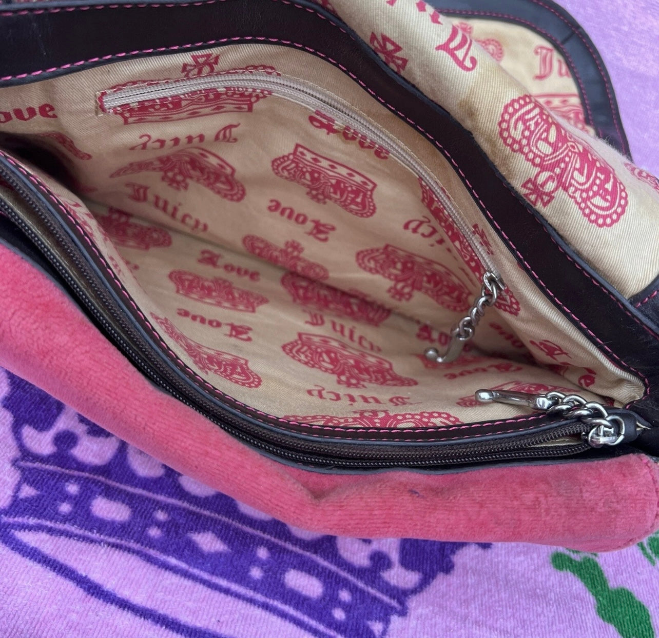 Vintage Rare Pink Juicy Couture Messenger Bag Purse Velour Juicy Girls Club Y2K