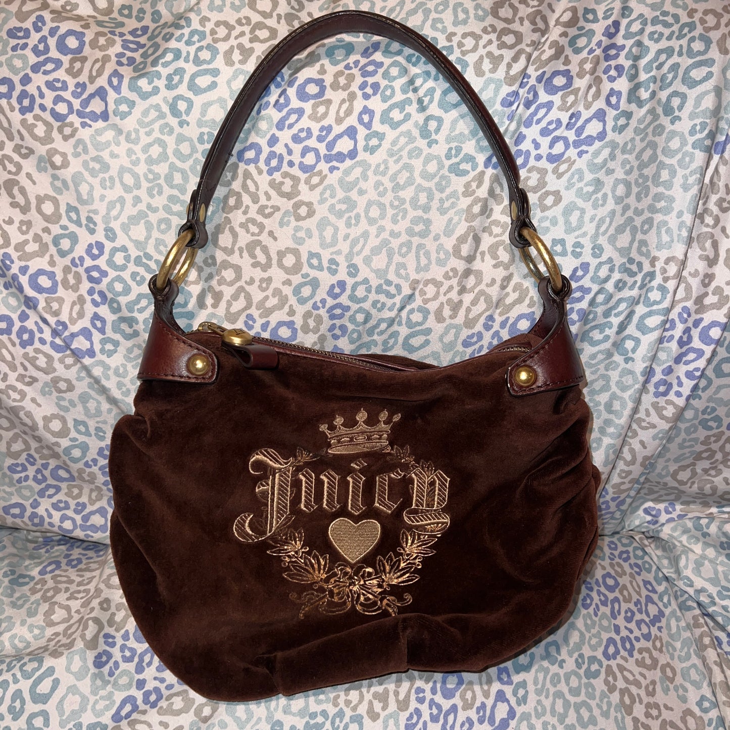 Vintage Brown Juicy Couture Purse Satchel Bag Velour Y2K