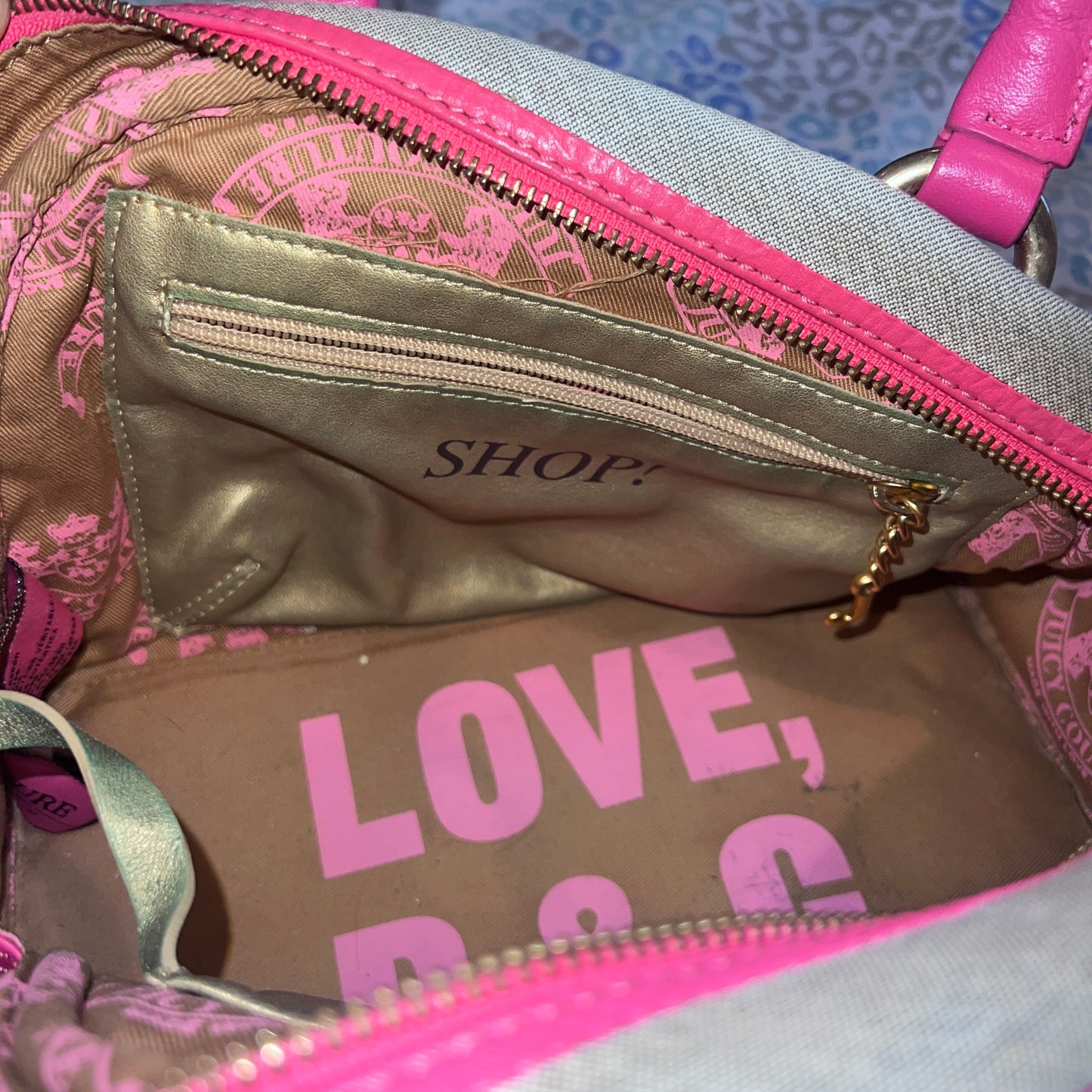 Vintage Pink Grey Juicy Couture Bowler Bag Handbag Purse Satchel Scottie Dog Y2K