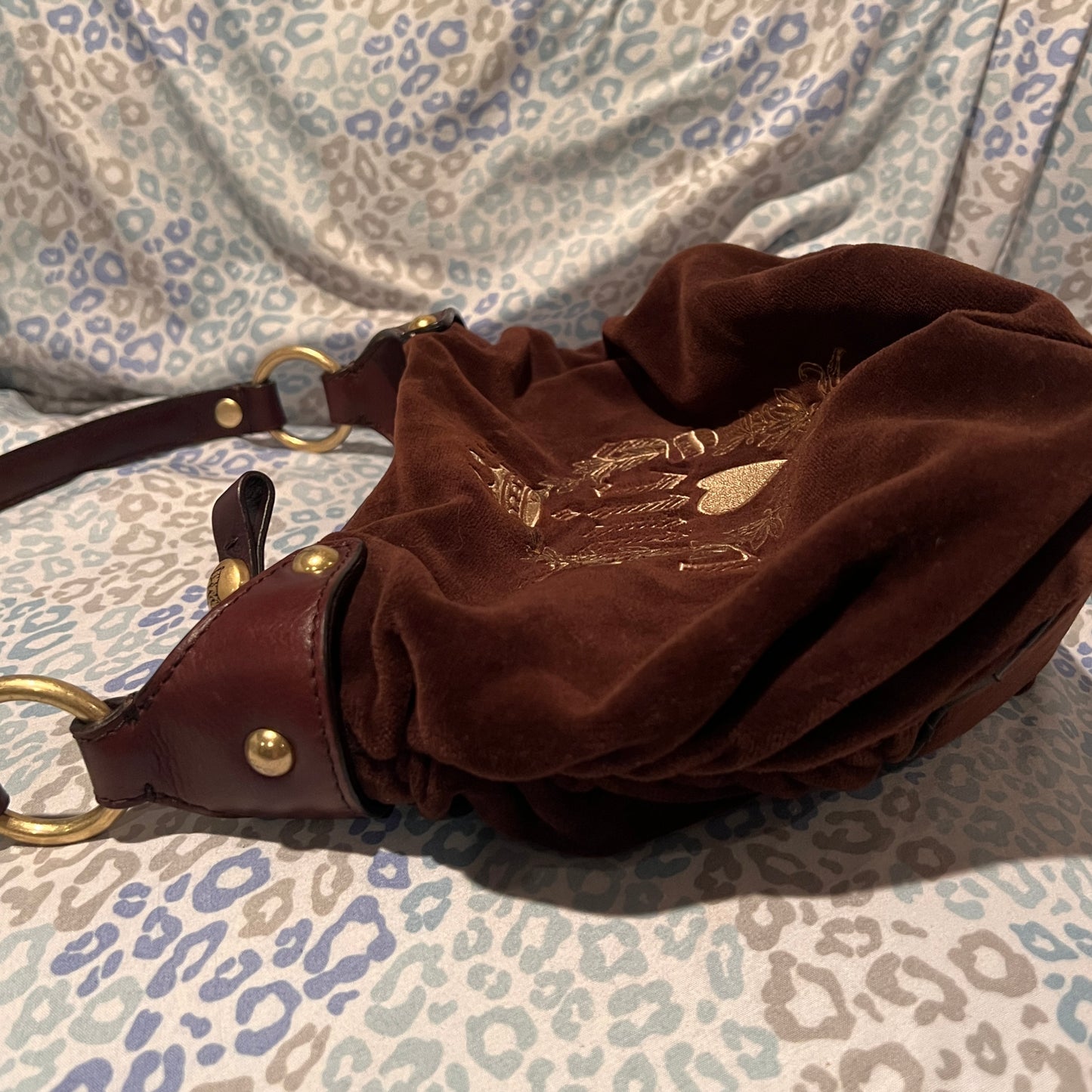 Vintage Brown Juicy Couture Purse Satchel Bag Velour Y2K