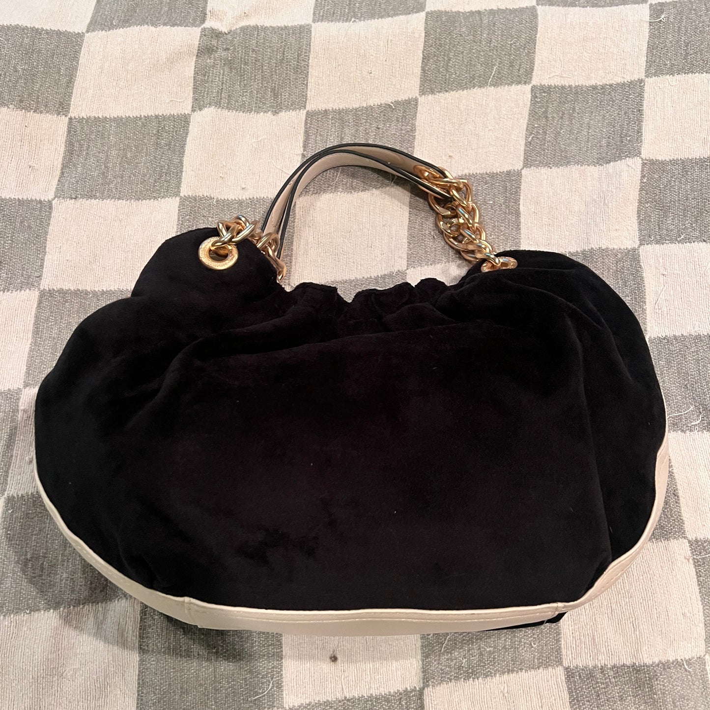 New Juicy Couture Black Satchel Bag + Cheetah Pouch Velour Vintage Style Purse