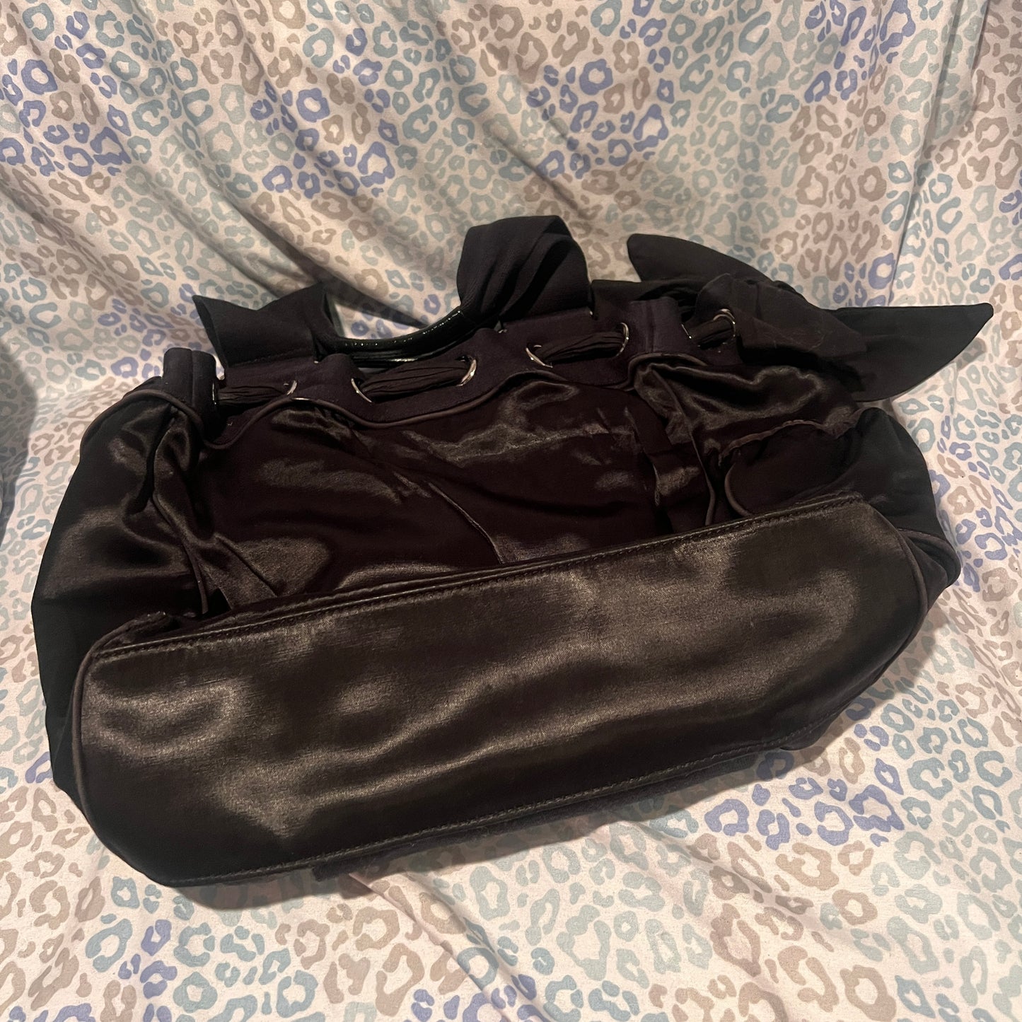 Vintage Black Juicy Couture Purse Tote Bag Handbag Daydreamer Y2K Satin McBling